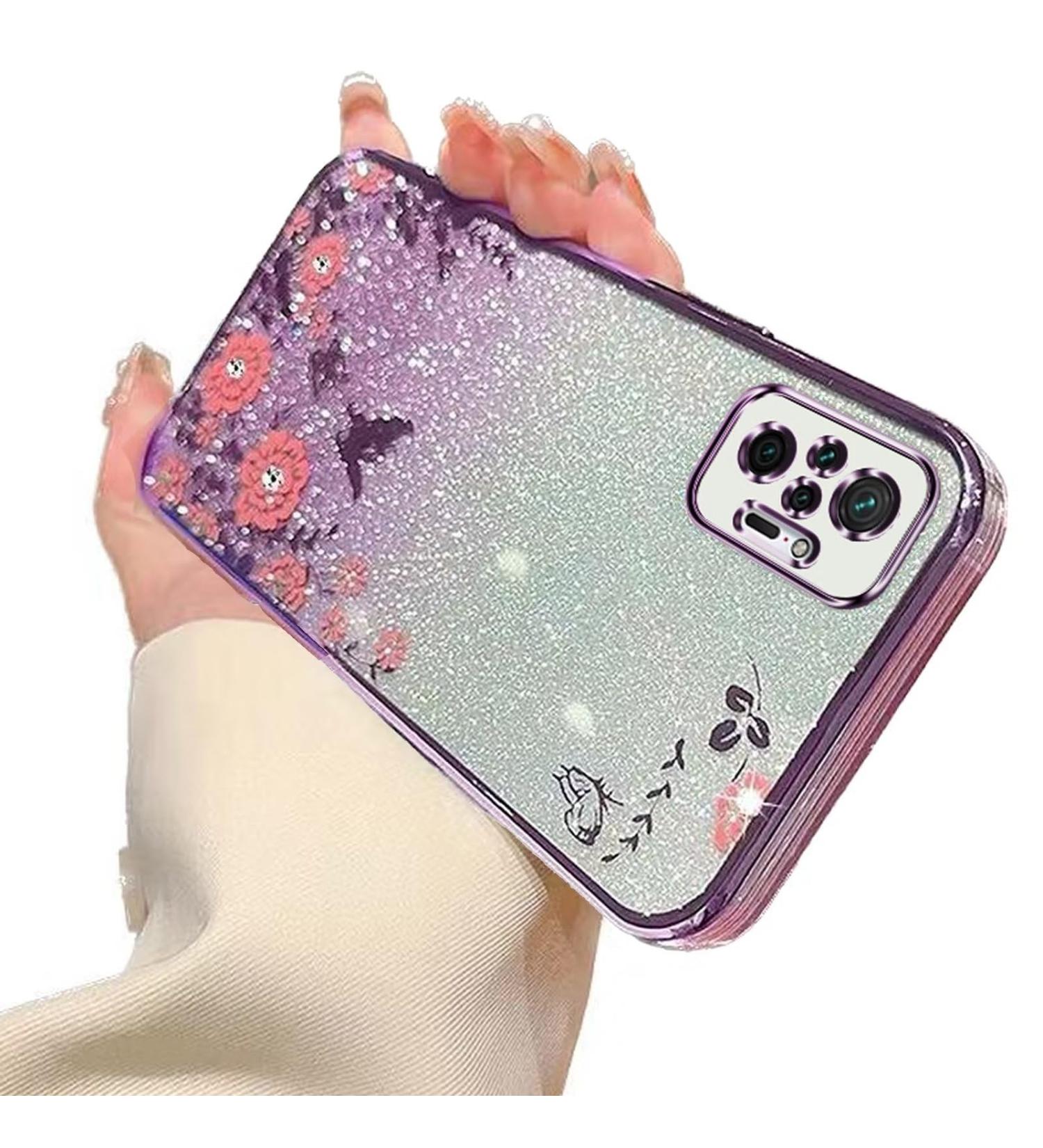 Buy Tivenfezk Nadoli Glitter Diamond Case for Xiaomi Redmi Note 10 Pro - Sparkle Flower Butterfly Soft Silicone Protective Cover - Buy Online on SooperMarket.com