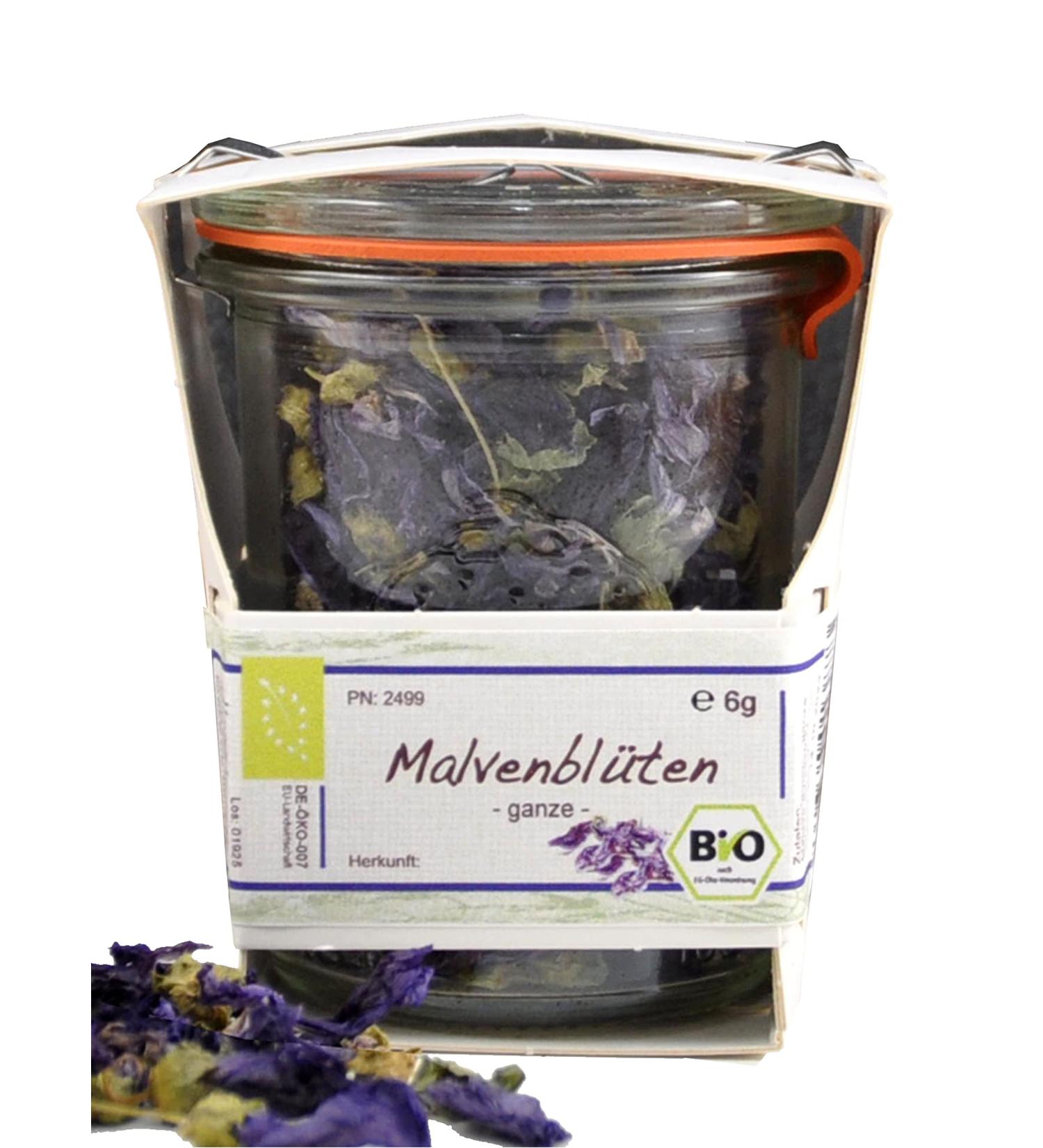 Dried Organic Malven Flowers in Alarm Glass | Eco-Friendly Small Flower Tea Gift | Reusable & Plastic-Free Packaging - Buy Online on SooperMarket.com