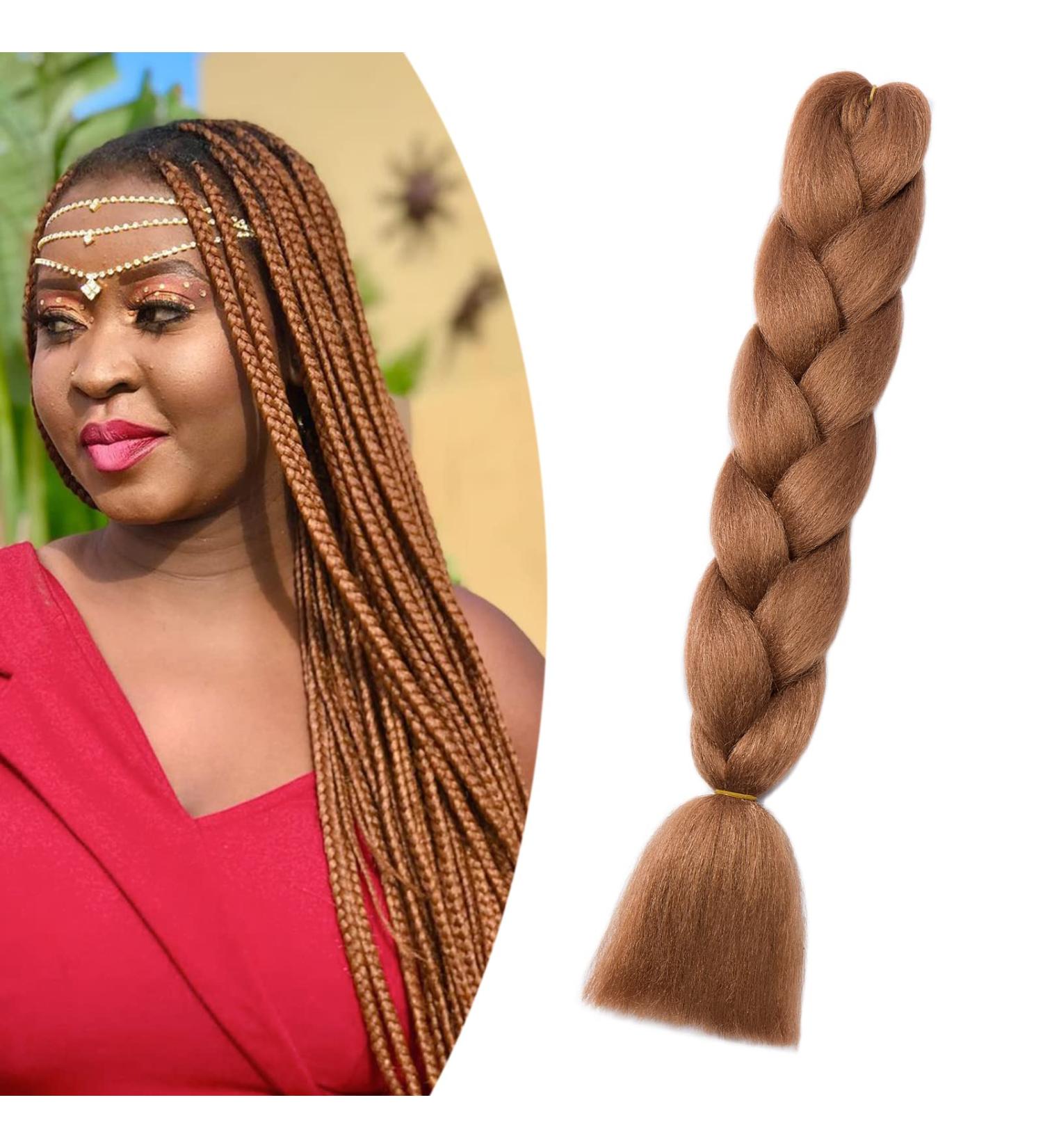 Gairyan Ombre Jumbo Braids Extensions - 24 100g Synthetic Box Braid Hair for Crochet & Twists (Light Auburn) - International Shipping Available - Buy Online on SooperMarket.com