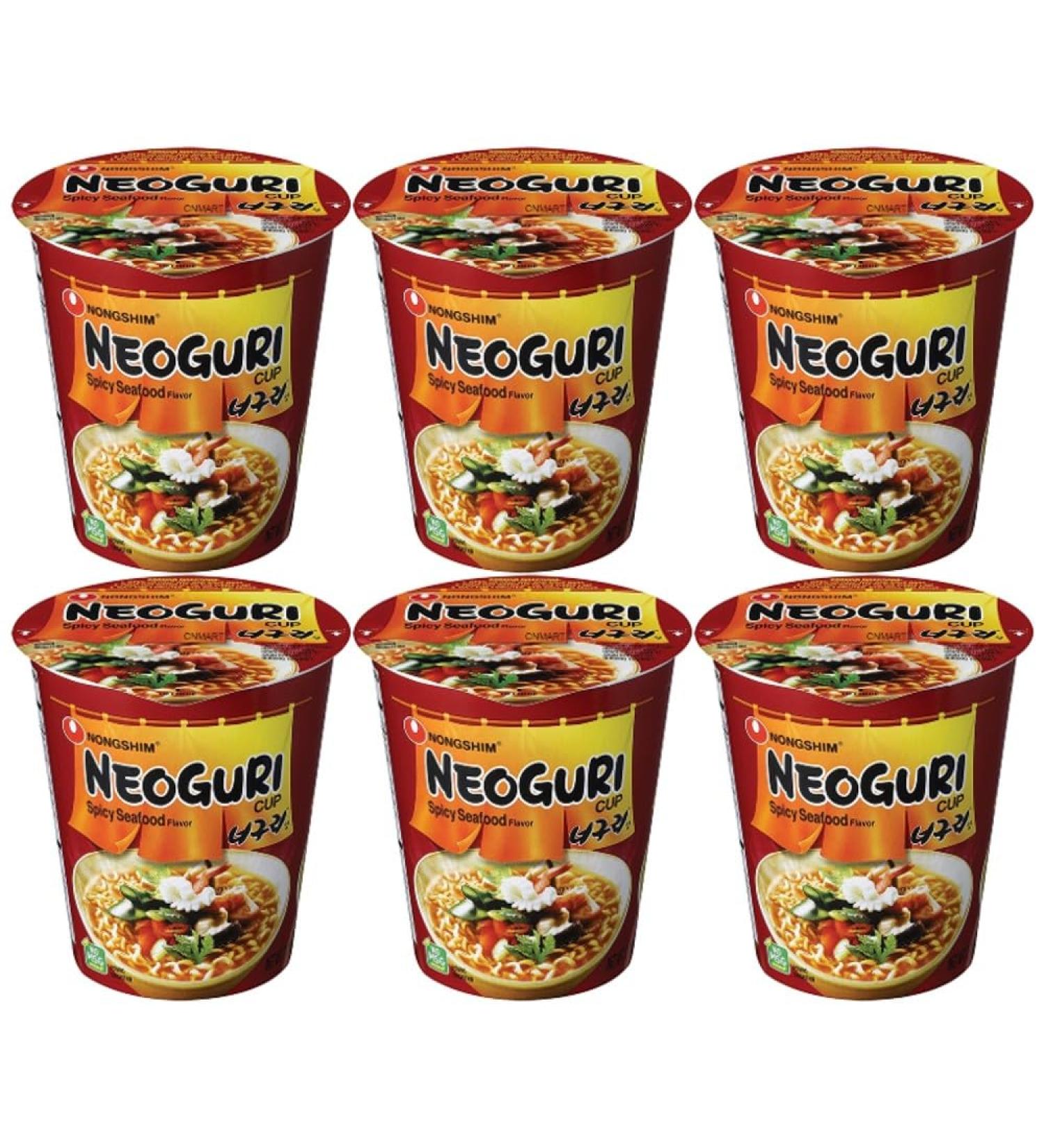CNMART Nongshim Neoguri Hot Spicy Seafood Flavour Instant Noodle Cup 62g (Pack of 6) - Buy Online on SooperMarket.com