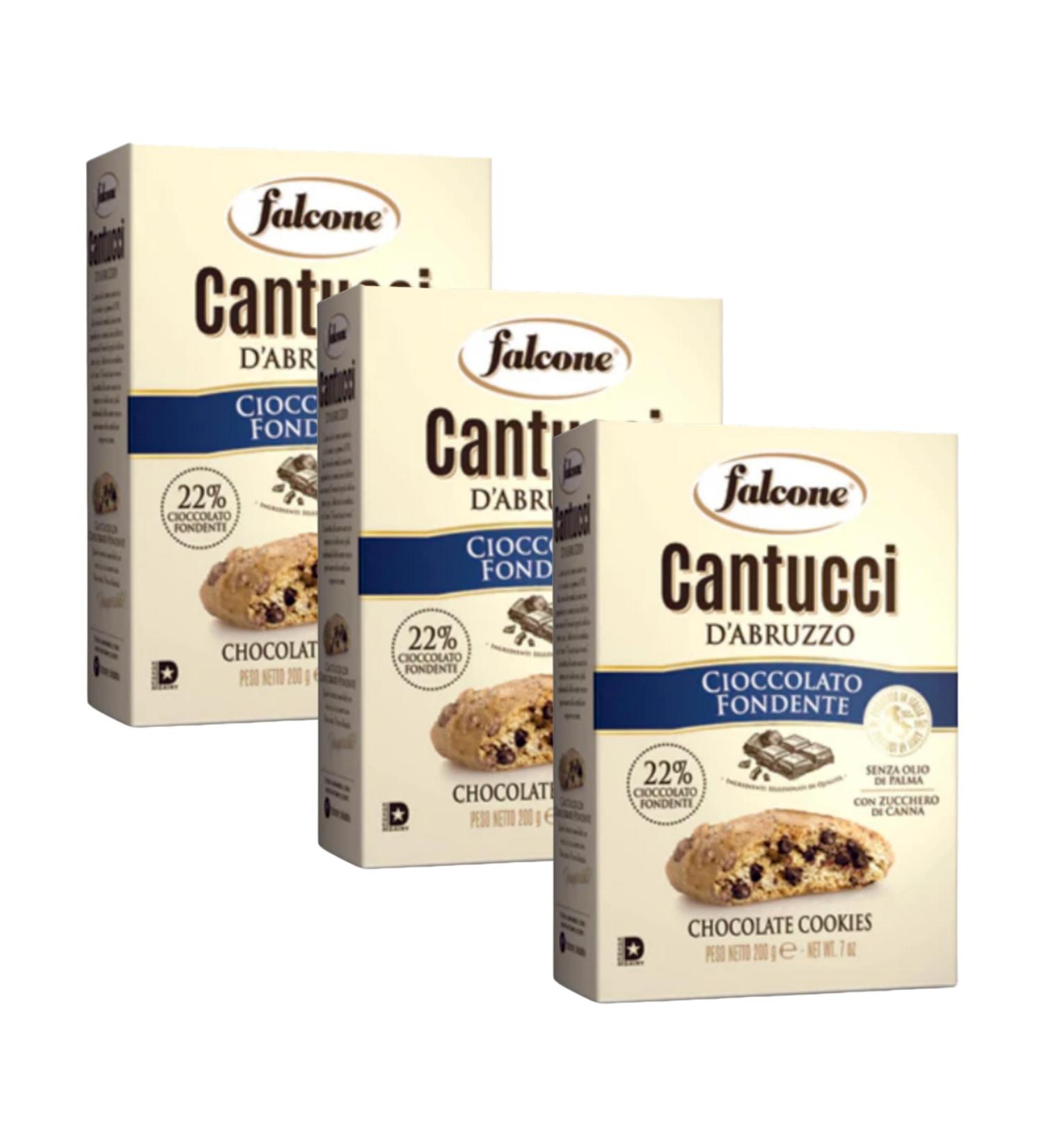 Falcone Cantucci - Dark Chocolate 200g Pack of 3 - Cioccolato Fondente Cantuccini Biscotti - Buy Online on SooperMarket.com