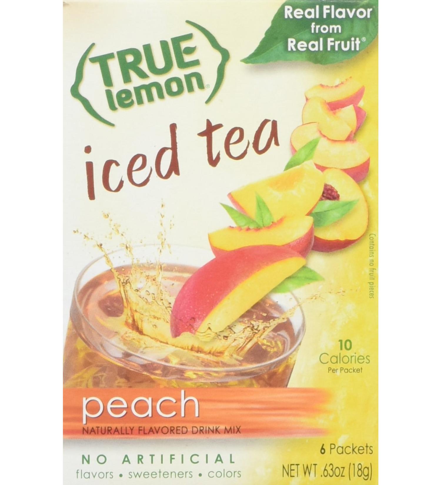 True Lemon Peach Iced Tea Mix - 4 Boxes of Instant Powdered Drink Packets | Refreshing True Citrus Peach Flavor to Quench Your Thirst - Buy Online on SooperMarket.com