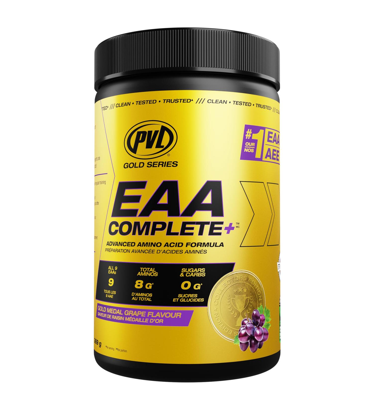 PVL EAA BCAA COMPLETE | Pre Intra or Post Workout EAA/BCAA with L-Arginine Amino Acid Supplement Keto Friendly 369 g (30 servings) Gold Medal Grape - Buy Online on SooperMarket.com