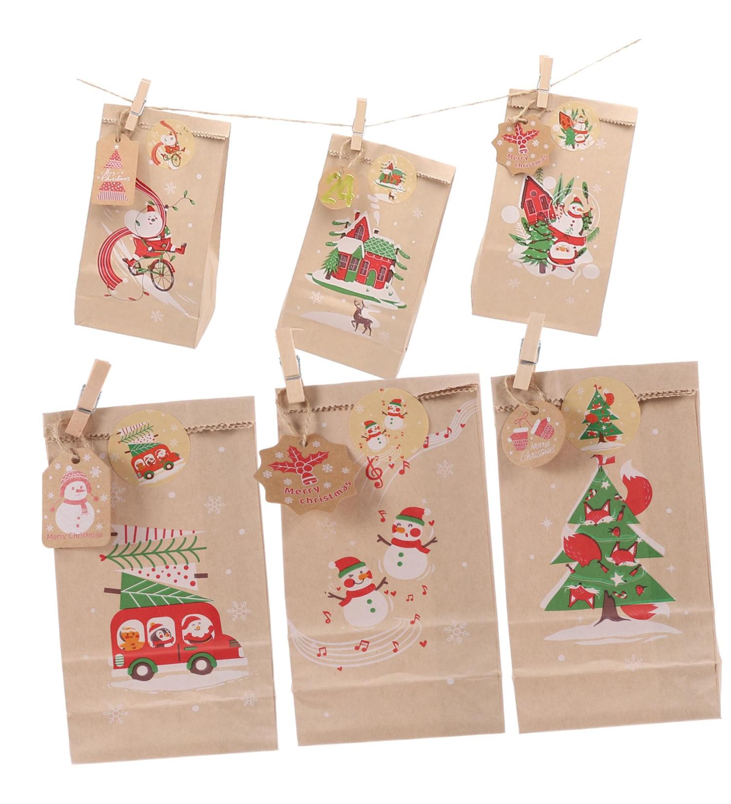 HOLIDYOYO 1 Set Xmas Advent Calendar Bags Xmas Candy Pouch Santa Bags Holiday Party Favor Rope As Shown 18.00X9.00X1.00CM - Buy Online on SooperMarket.com