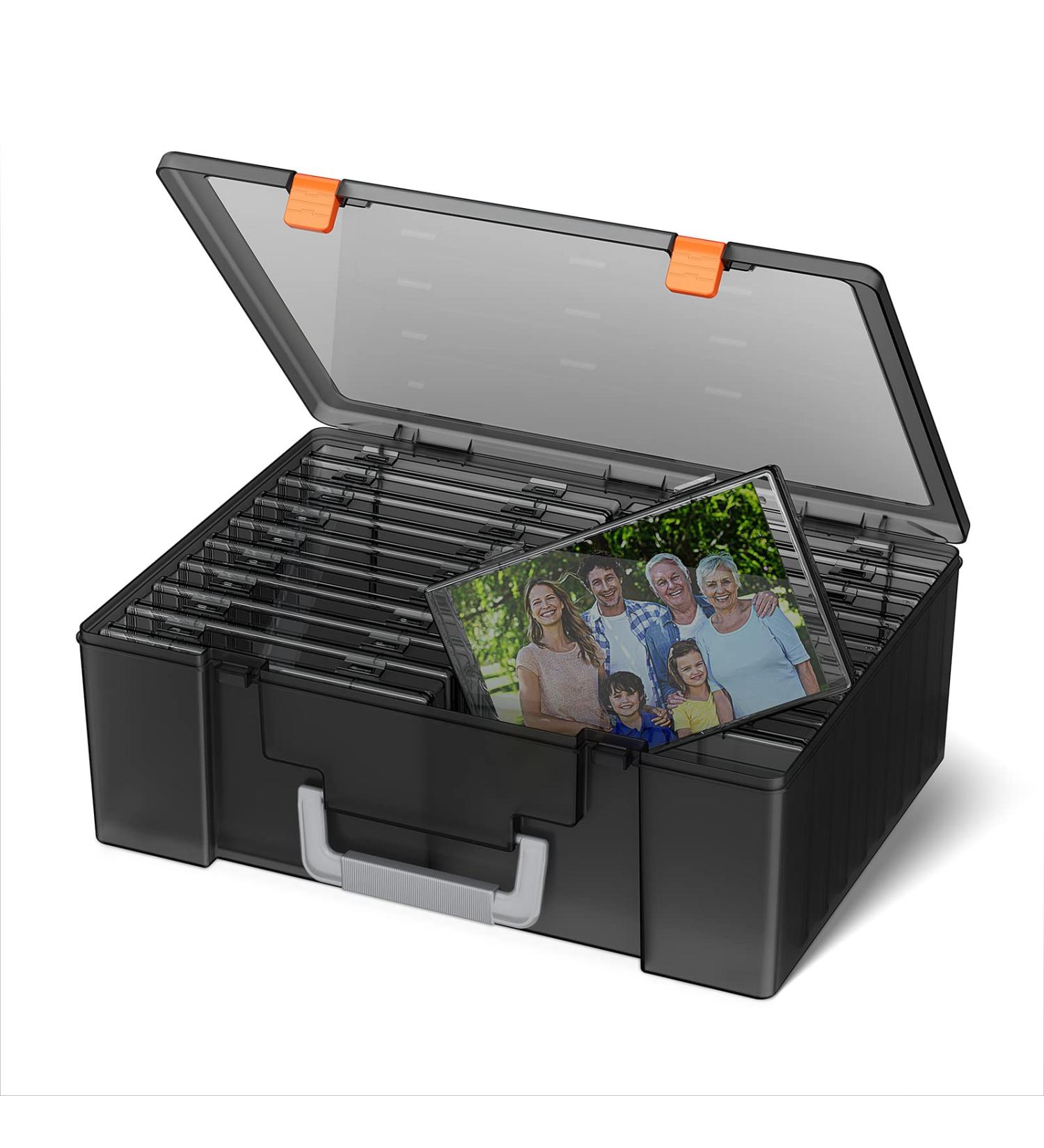iBune Large 4 x 6 Photo Storage Box 18 Inner Photo Cases Store up to 1800 Photos Photo Organizer Cards Craft Keeper with Handle for Photo Puzzles Cards Seed Packets Black - Buy Online on SooperMarket.com