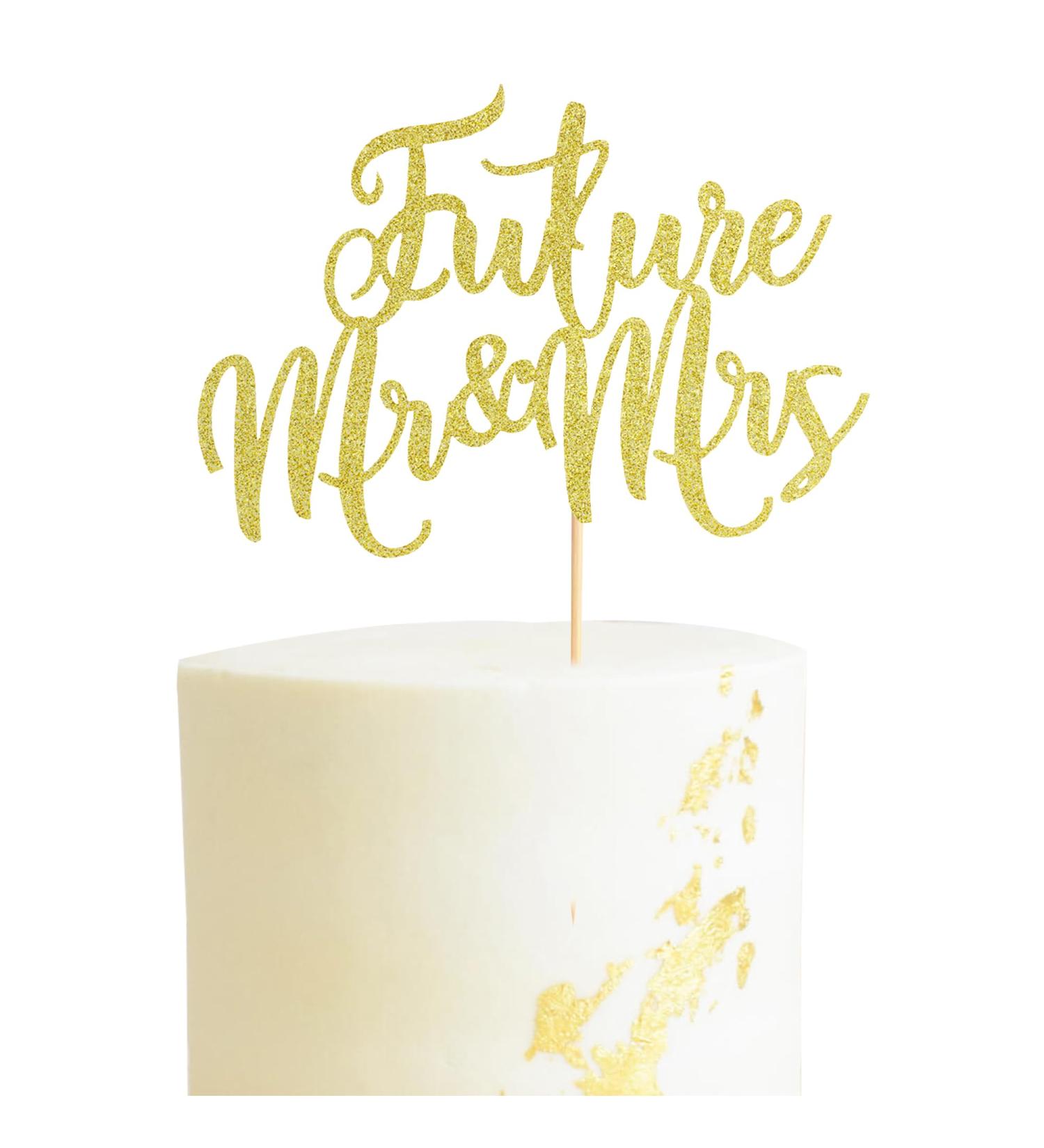Arthsdite 1Pc Future Mr and Mrs Cake Topper Bridal Shower Cake Pick Decorations- for Wedding Engagement Theme Party Decoration Bachelor Party Decorations Supplies - Gold Glitter - Buy Online on SooperMarket.com