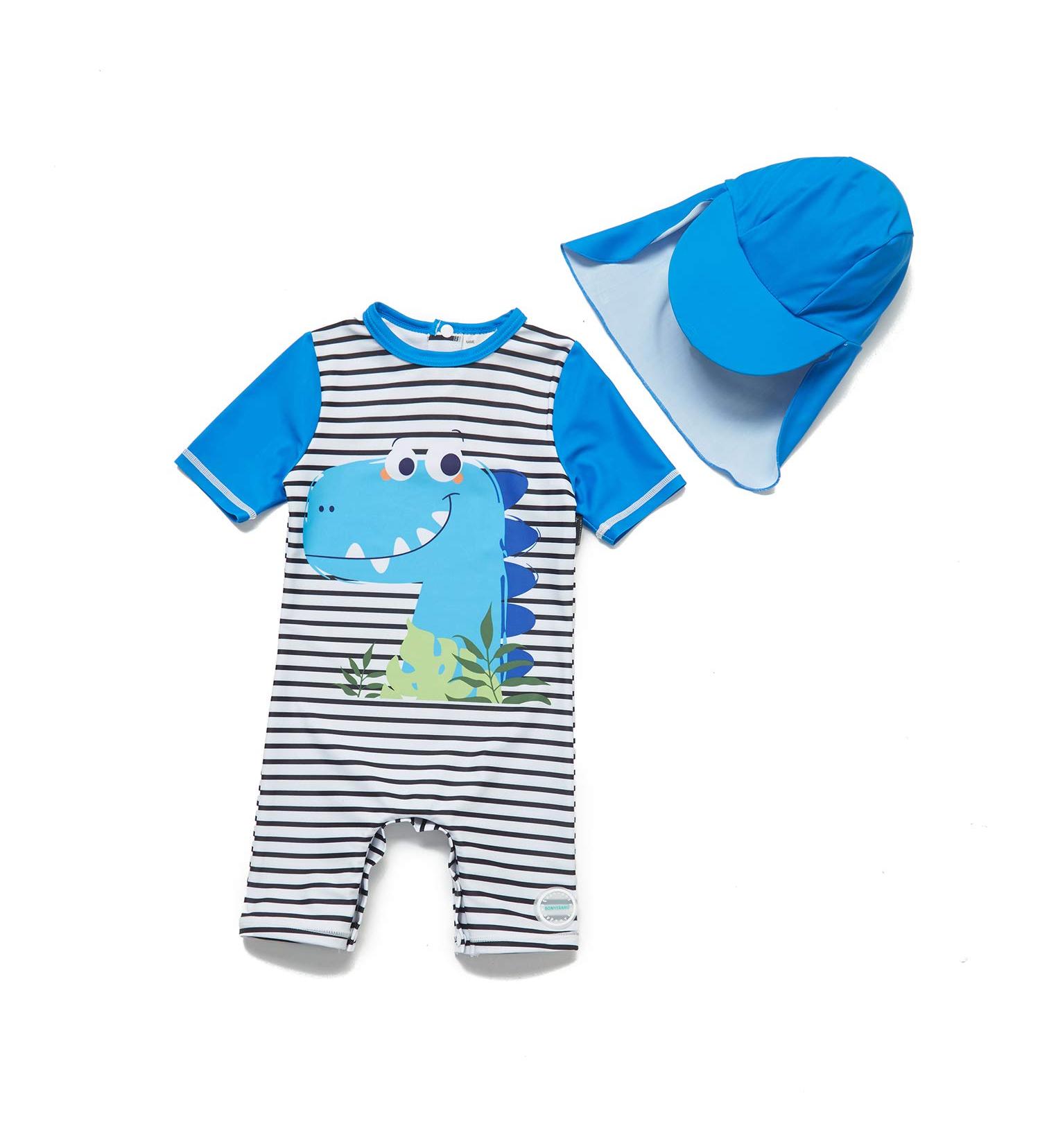 BONVERANO Baby Boys Swimsuit | Toddler Bathing Suit UPF 50+ Sun Protection | Dinosaur Stripe | 2-3 Years - Buy Online on SooperMarket.com
