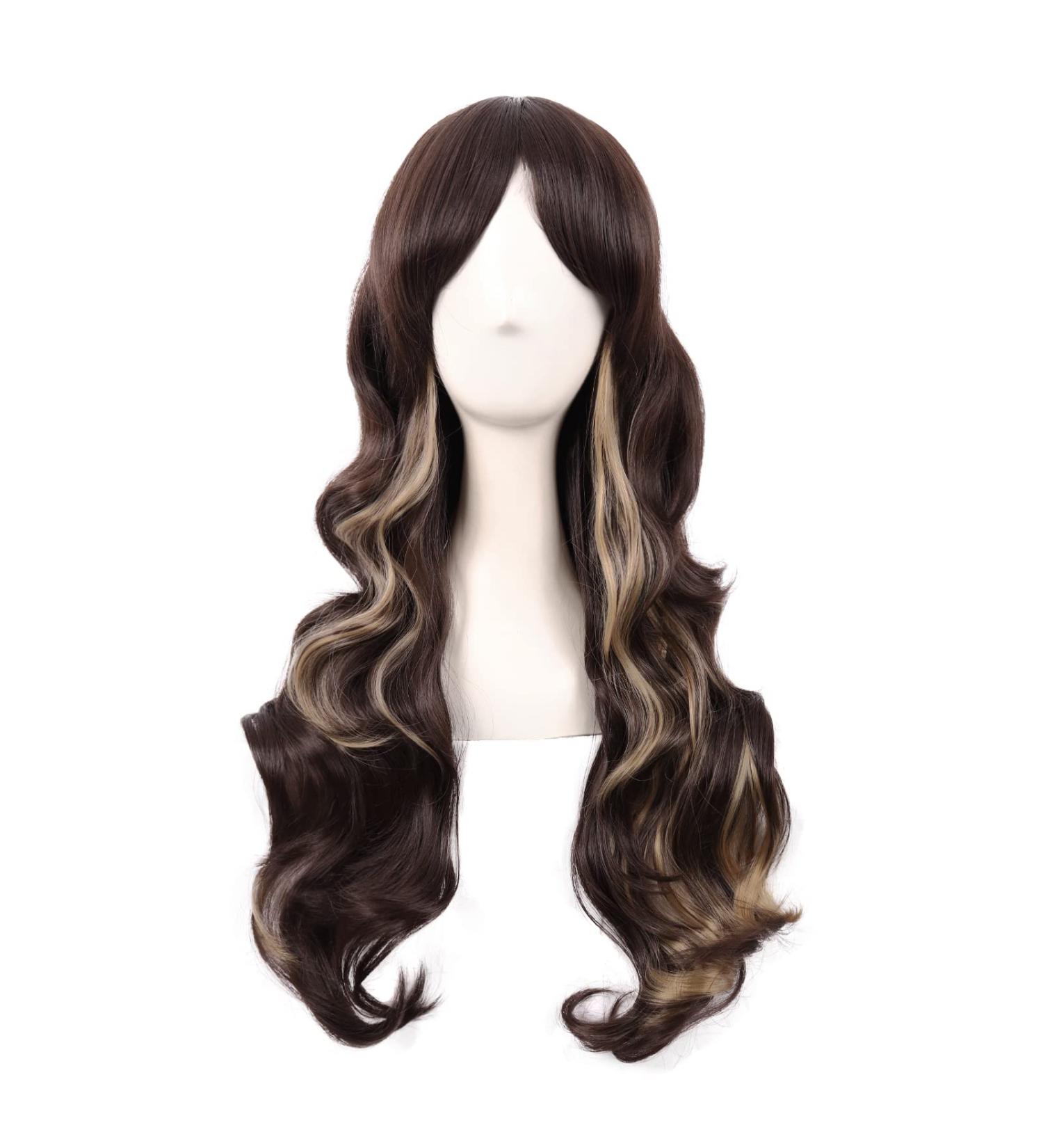 MapofBeauty 28 Inch Charming Women Side Bangs Long Curly Synthetic Wig (Brown Mixed Blonde) - Buy Online on SooperMarket.com