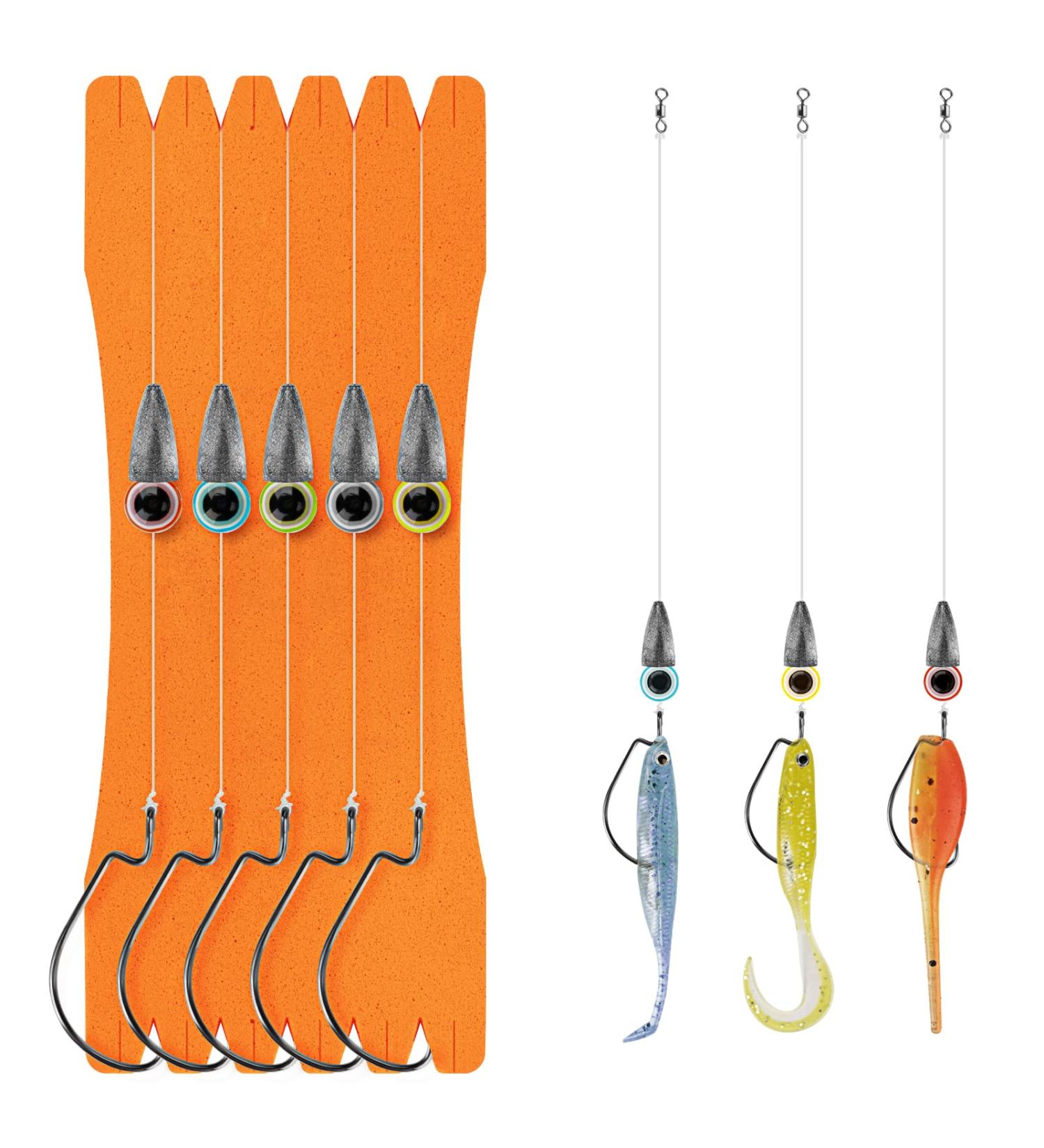 THKFISH Pre-Rigged Texas Bass Fishing Leaders with Weights, Hooks, and Line Kit (5PCS Sinker, 1/4 oz, 1/0# Hooks) - Buy Online on SooperMarket.com