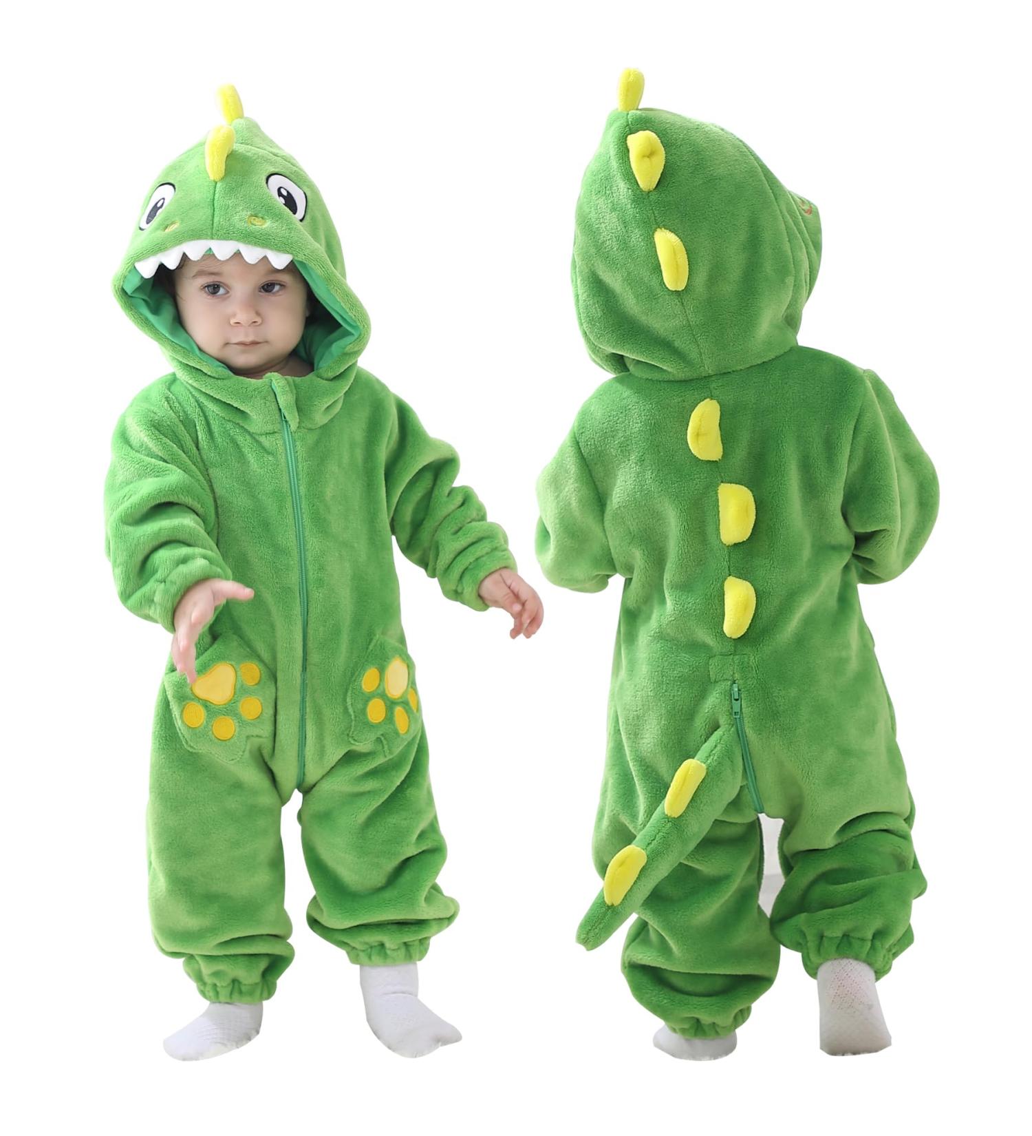 Doladola Unisex Dinosaur Hooded Romper Jumpsuit for 24-30 Months | Baby Toddler Sleepsuit Outfit - Buy Online on SooperMarket.com