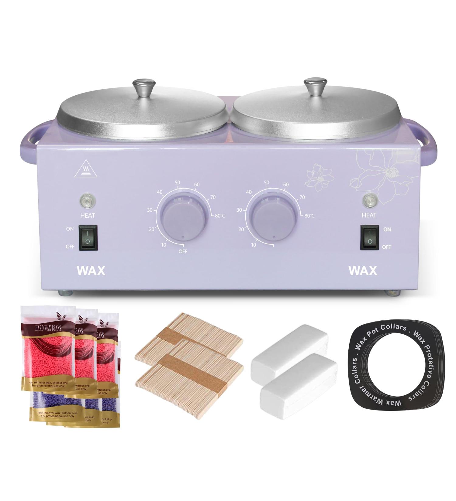 WENMILY Double Wax Warmer Kit for Hair Removal - 2 * 500ML Pots with Wax Beans, Sticks, and Strips - Buy Online on SooperMarket.com