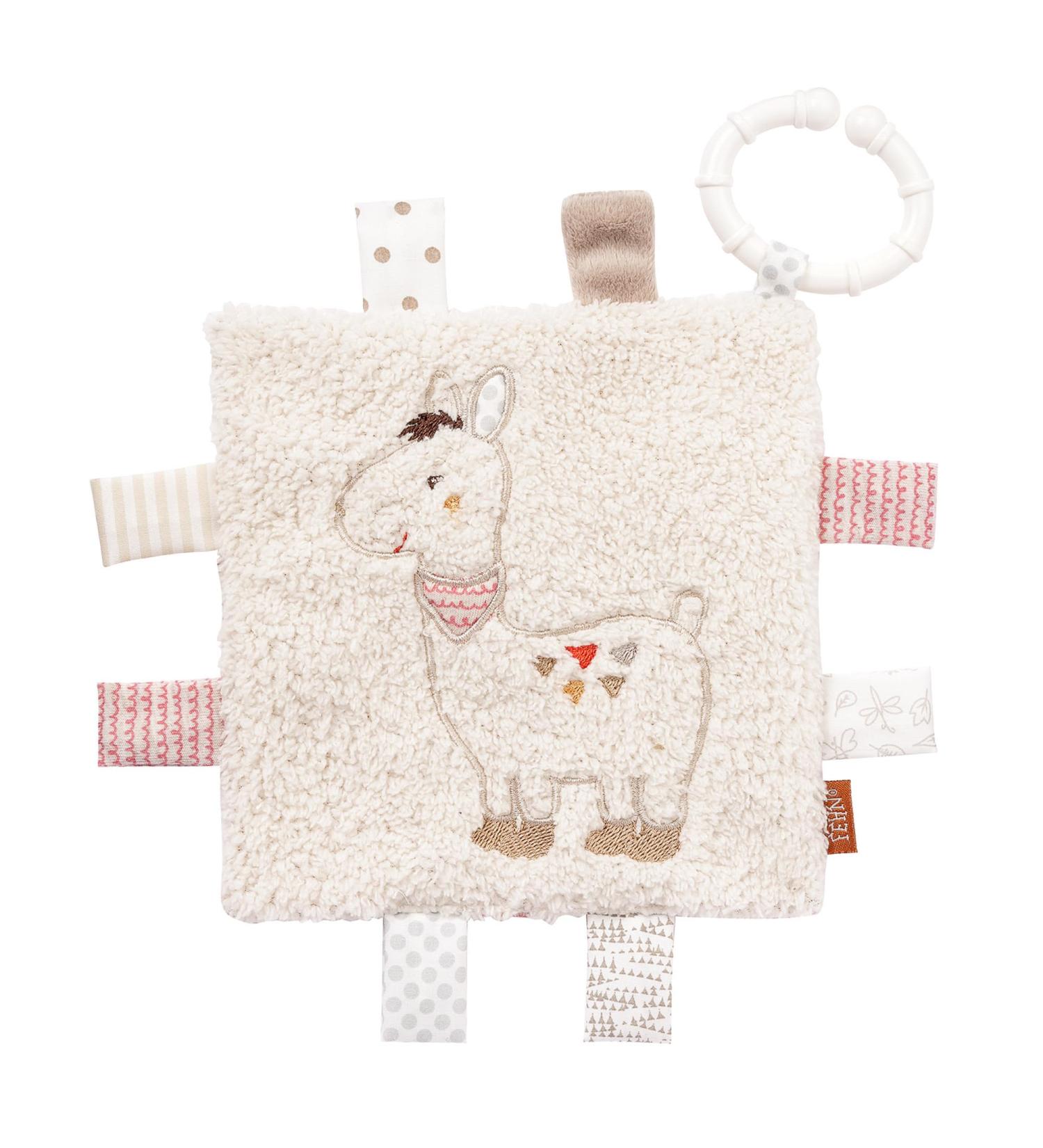 Fehn Cracker Towel Lama - Rustling & Squeaky Hanging Toy for Babies 0+ Months | Crinkle Animal Rattle with Fastening Ring - Buy Online on SooperMarket.com