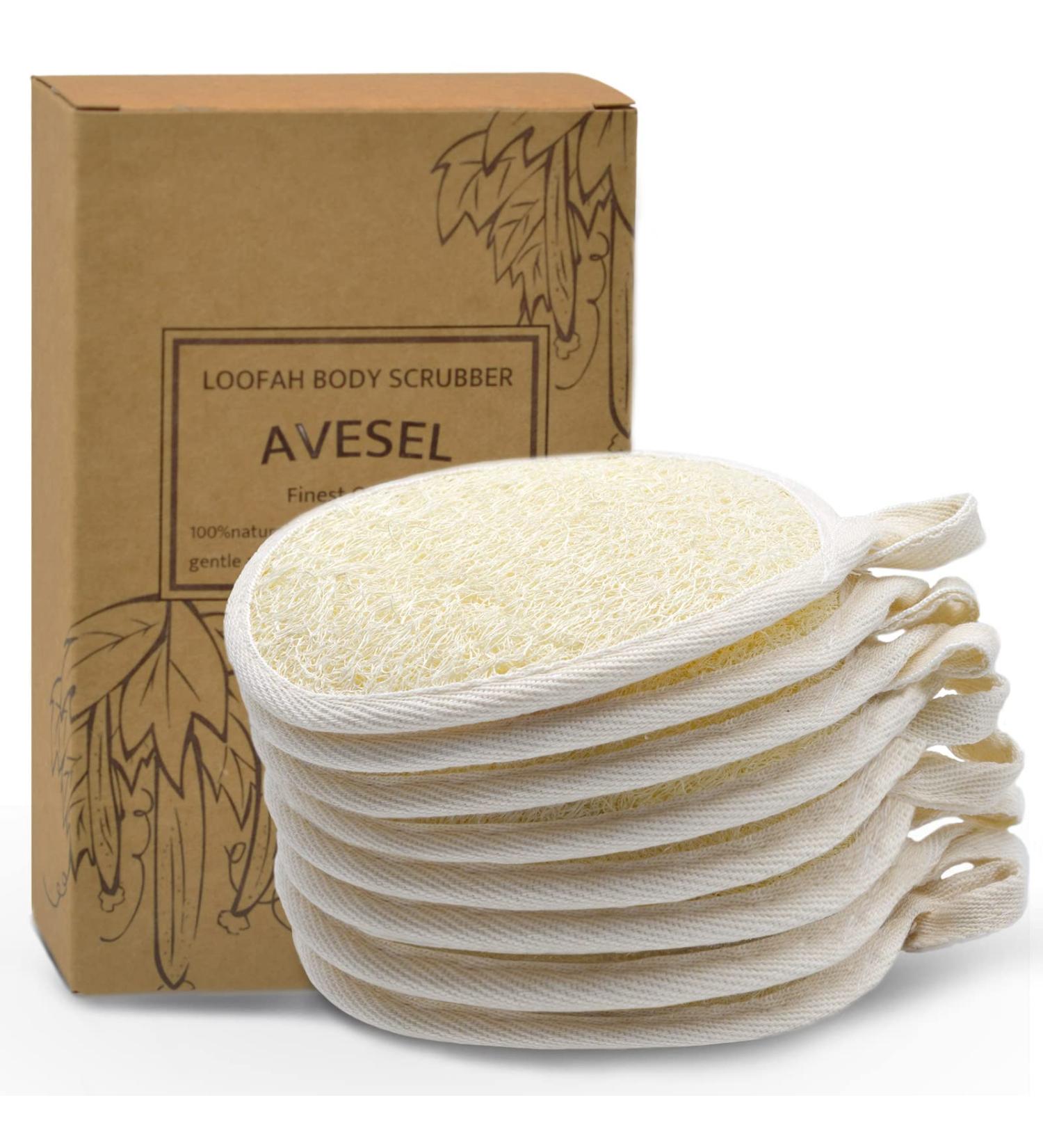 AVESEL Exfoliating Loofah Sponge Pads (Pack of 8) - 100% Natural Luffa and Terry Cloth Materials - Body Scrubber for Men and Women - Yellow (Loofah-08) - Buy Online on SooperMarket.com