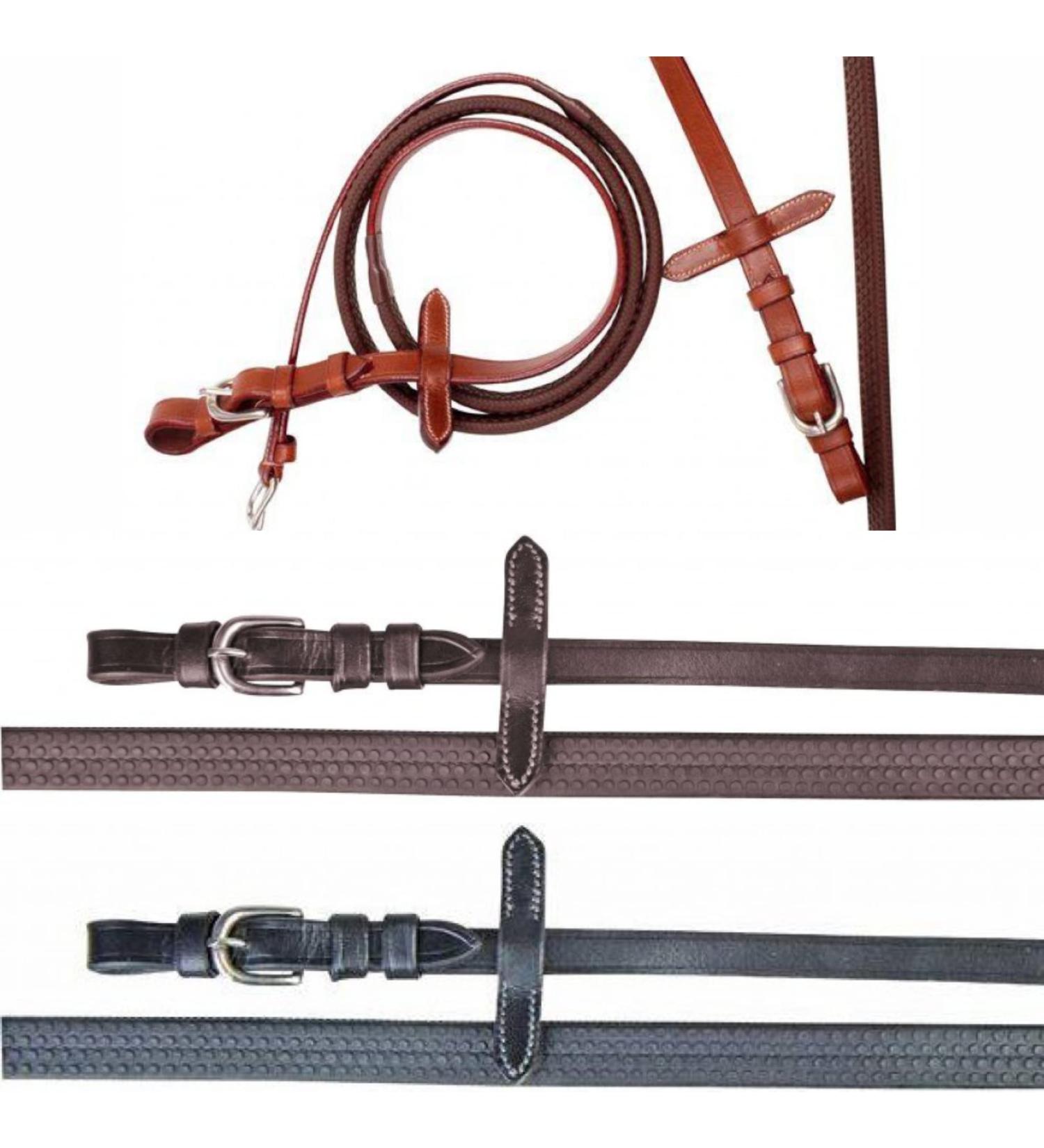 HKM Rein with Rubber Cover - Durable Brown Equestrian Gear for International Shipping - Buy Online on SooperMarket.com