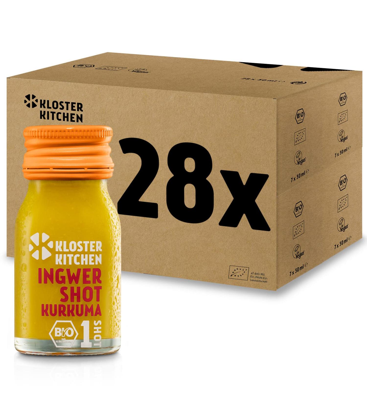 Buy Monastery Kitchen Bio Ingwer Shot Kurkuma - 28x30ml Vegan Turmeric & Ginger Shots | Natural & Additive-Free Energy Boost - Buy Online on SooperMarket.com