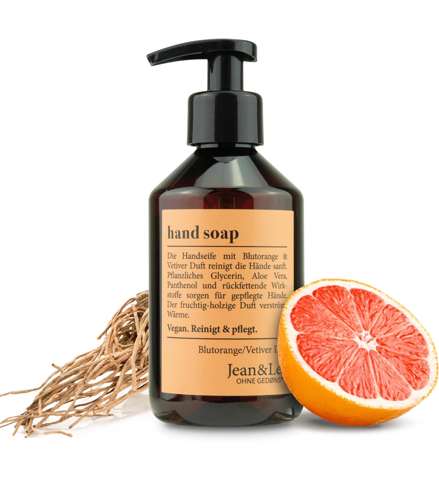 Jean & Len Hand Soap Fruity Scented of Blood Orange and Woody Vetiver 250 ml - Buy Online on SooperMarket.com