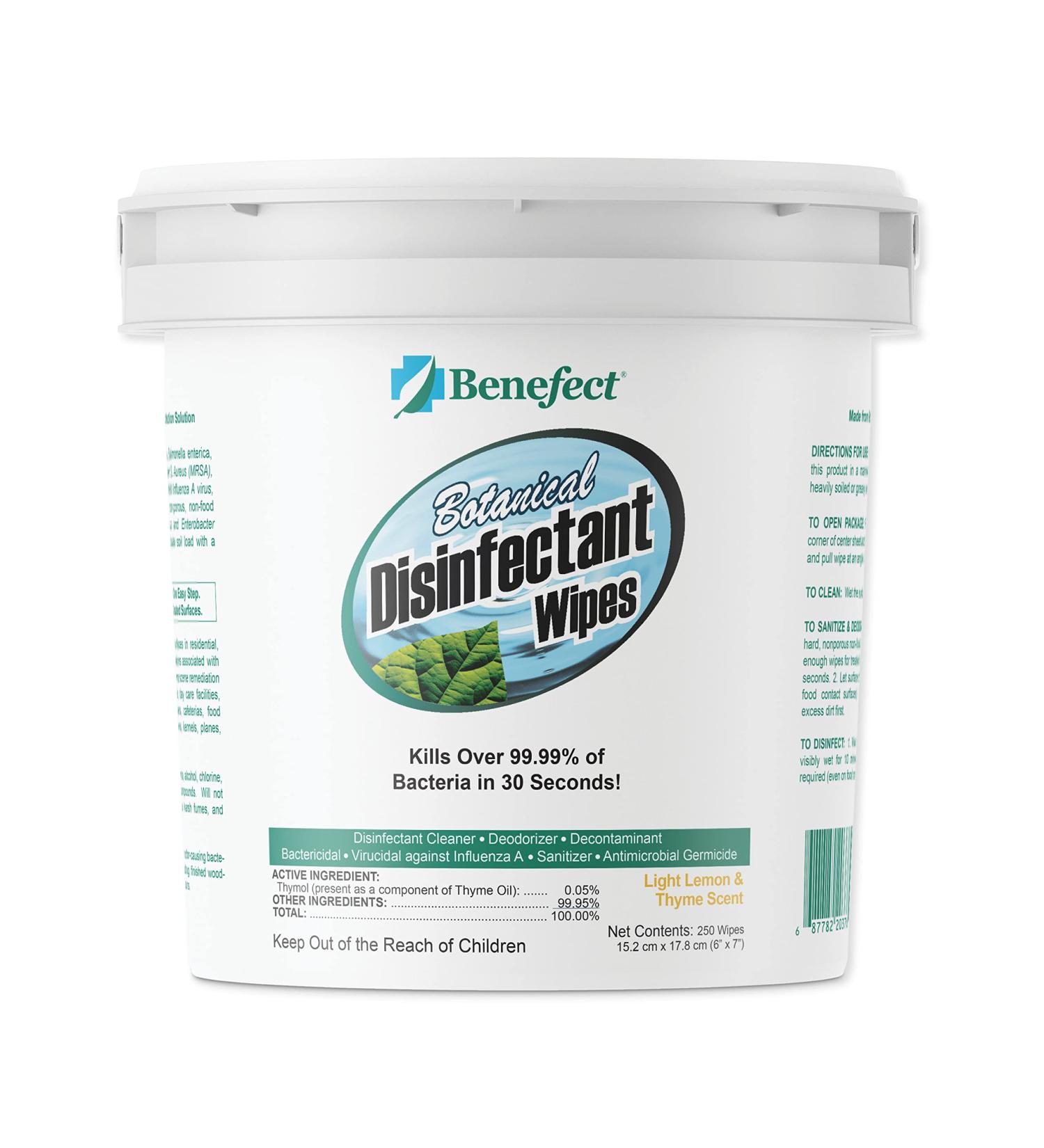 Benefect Botanical Disinfecting Wipes - (250 Wipe Count) Natural  No Residue - Antibacterial Disinfectant  Multi-Surface Cleaning and Sanitizing Wipes 250 Count (Pack of 1) - Buy Online on SooperMarket.com