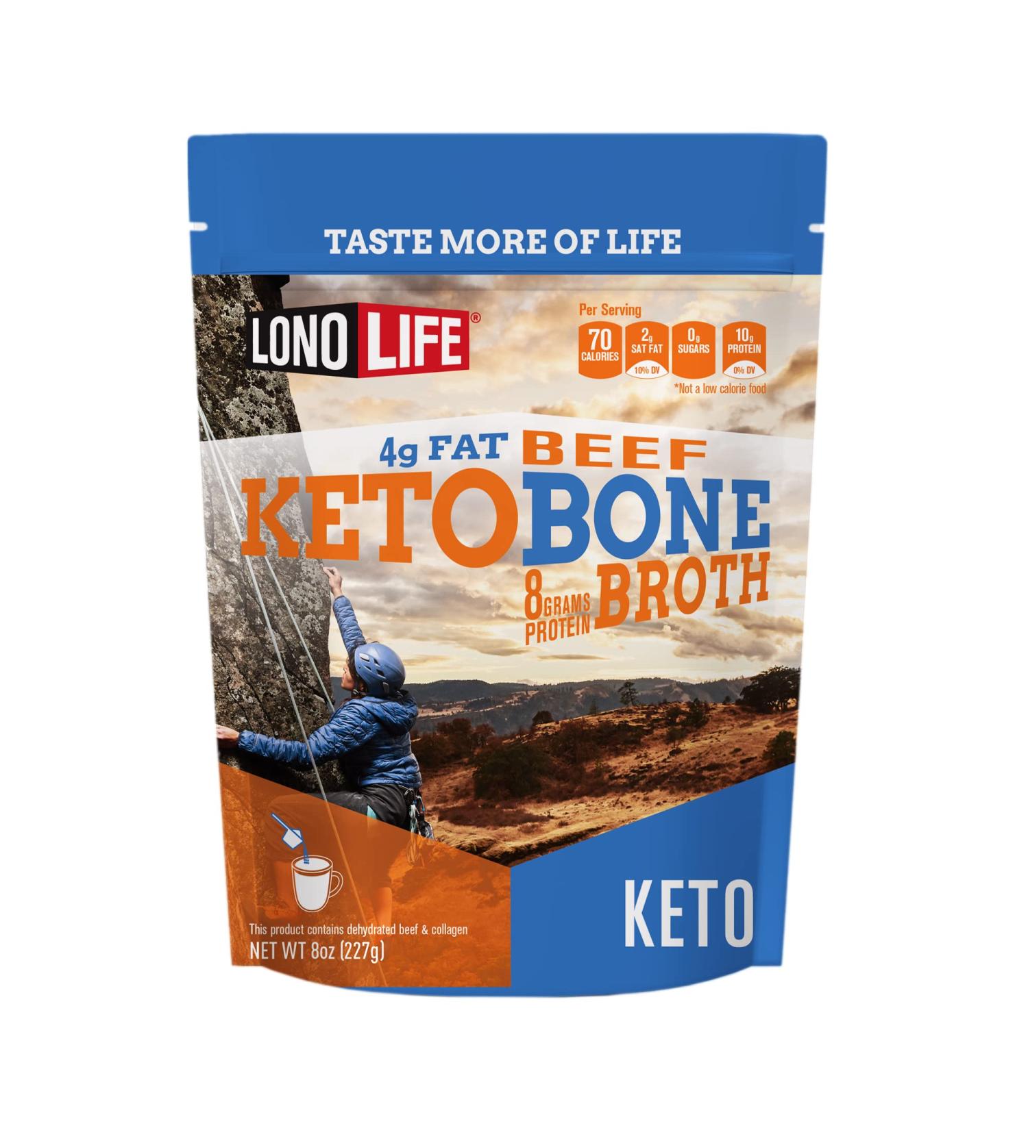 LonoLife Keto Beef Bone Broth Powder - Grass Fed, High in Collagen Protein, Paleo & Keto Friendly, Gluten-Free - 8oz Bulk Container (15 Servings) - Buy Online on SooperMarket.com