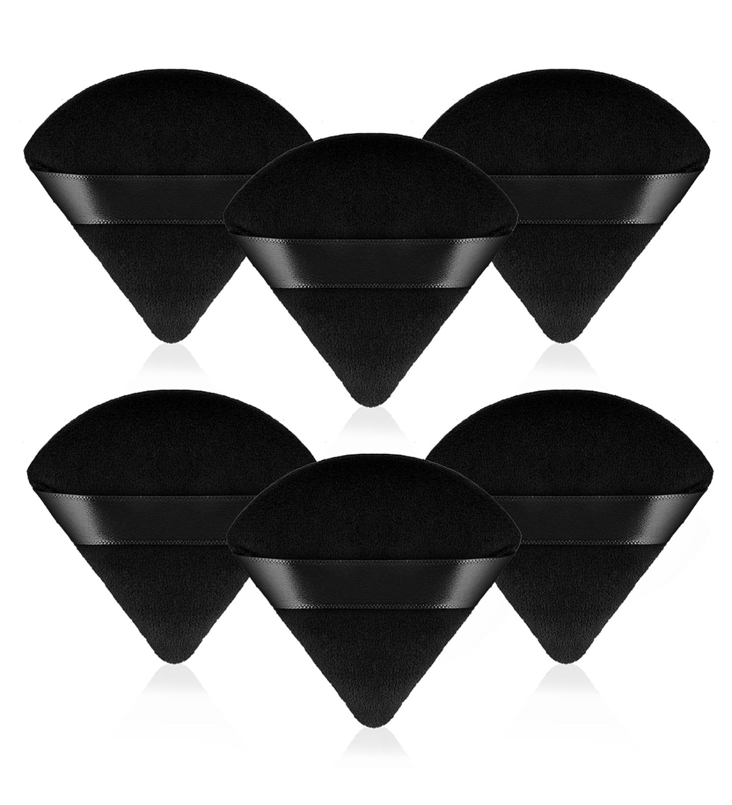 WLLHYF Triangle Powder Puff Set - 6 Piece Soft Velour Makeup Sponges for Mineral Powder, Loose Powder, Wet Dry Foundation - Beauty Tool for Body and Face - Black - Buy Online on SooperMarket.com