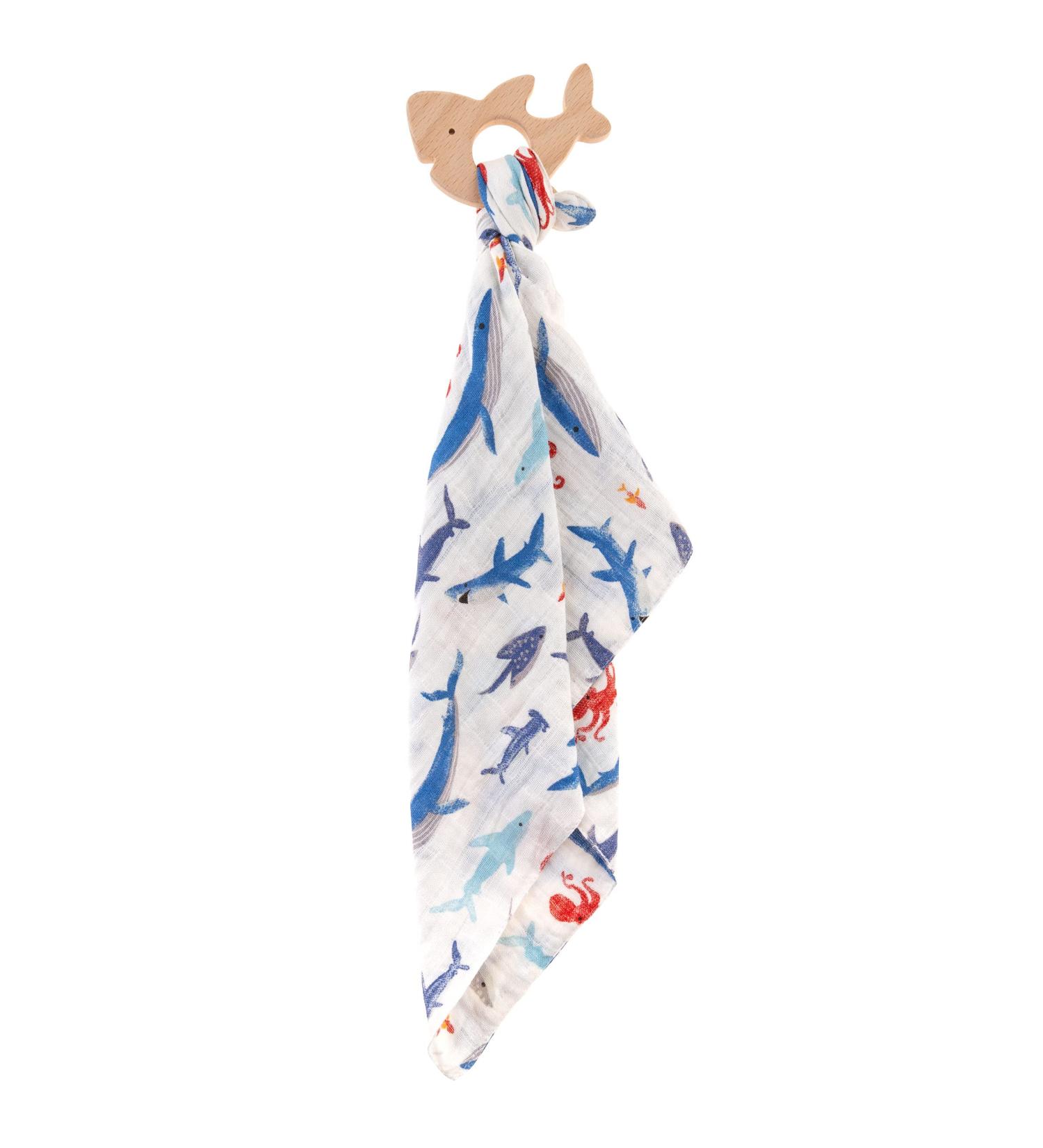 Stephen Joseph Shark Muslin Lovie with Teether - Soft and Comfortable for Babies - Buy Online on SooperMarket.com