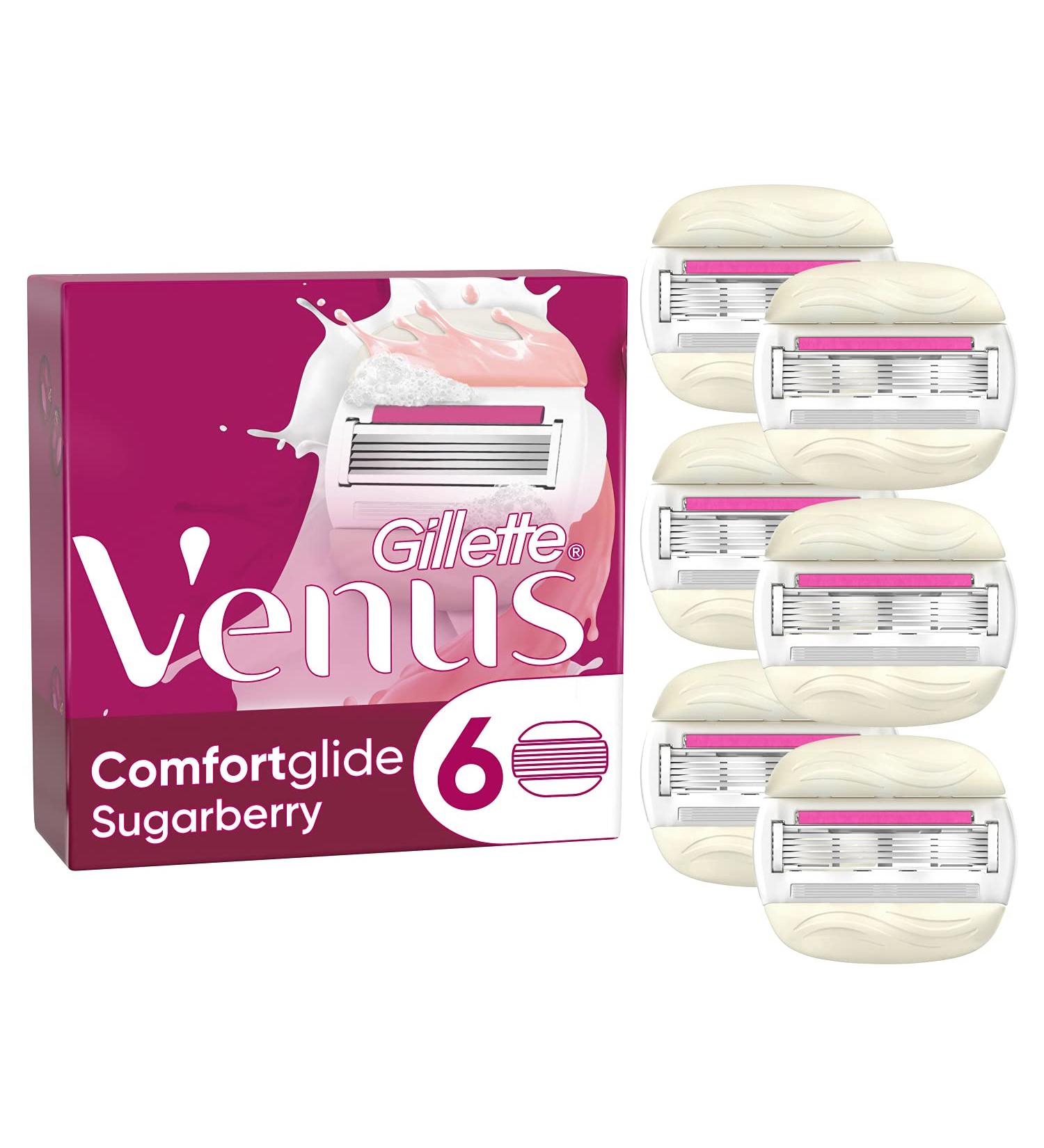 Gillette Venus Comfortglide Sugarberry Razor Blades for Women - 6 Replacement Blades 5-Fold Blade Technology 1 Pack - Buy Online on SooperMarket.com