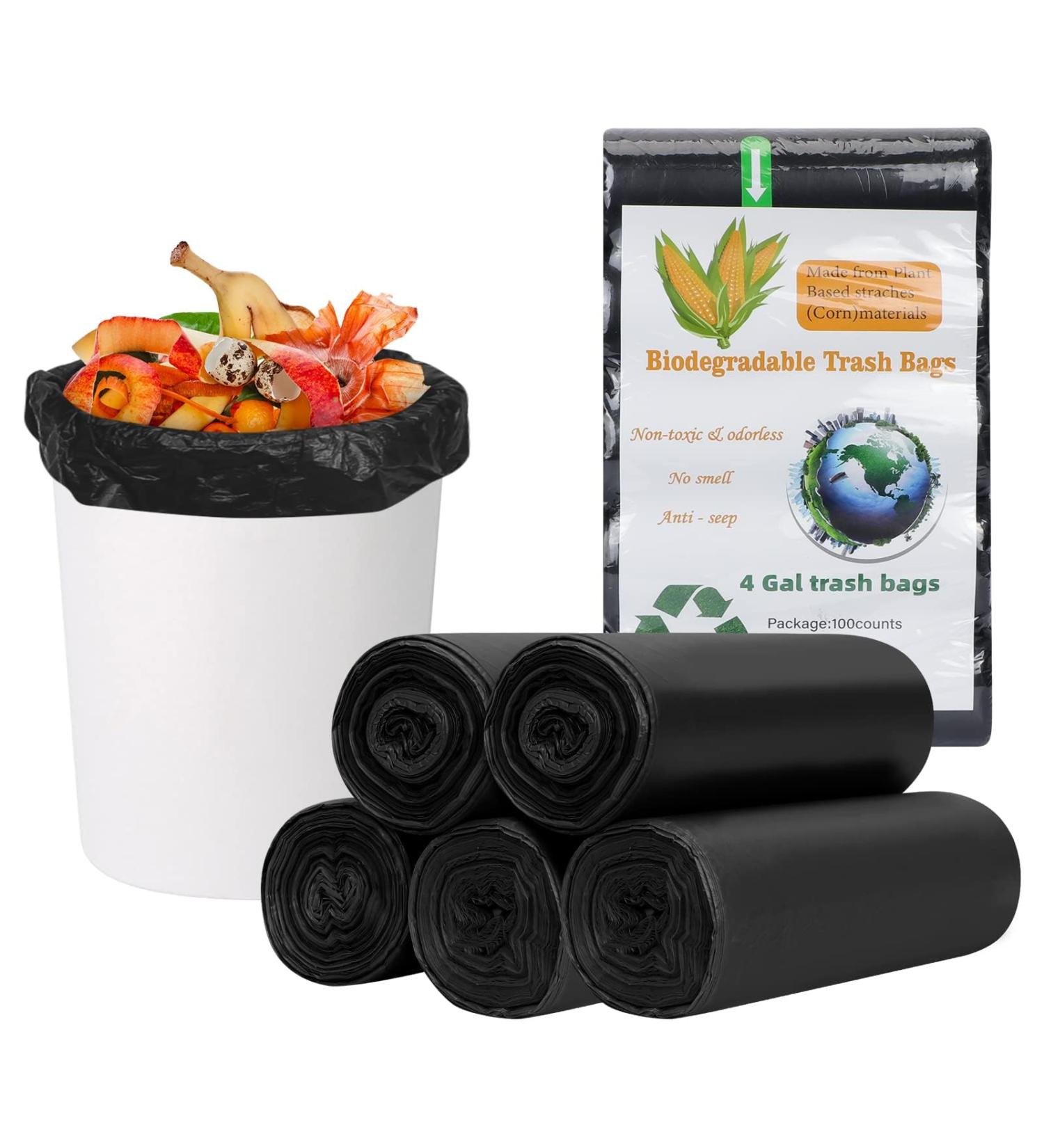 Fyy Garbage Bags - 100 Count | 5 Rolls of Black Waste Bags for Kitchen Bathroom Office | Durable 4 Gallon Size (45x50 cm) - Ideal for 3L 5L 8L 9L 10L Use - Buy Online on SooperMarket.com