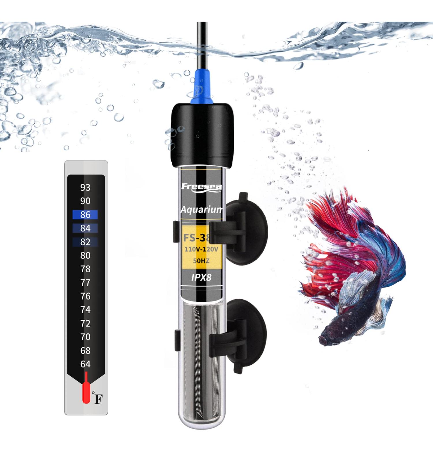 FREESEA 25W Aquarium Fish Tank Heater - Submersible, Adjustable Thermostat for Betta & Turtle - Ideal for Under 75 Gallon Tanks - Buy Online on SooperMarket.com