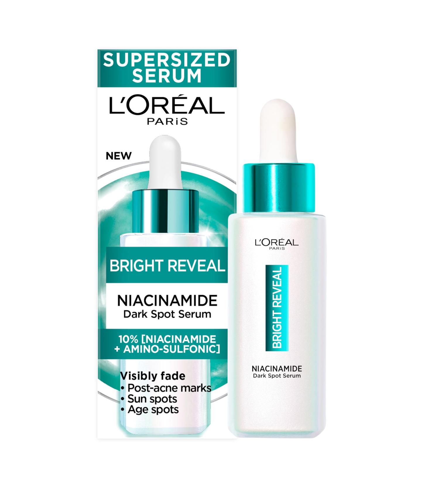 L'Or al Paris Bright Reveal Niacinamide Dark Spot Serum 10% - Visibly Fades Dark Spots, Acne Marks, Sunspots - 50ml - Buy Online on SooperMarket.com