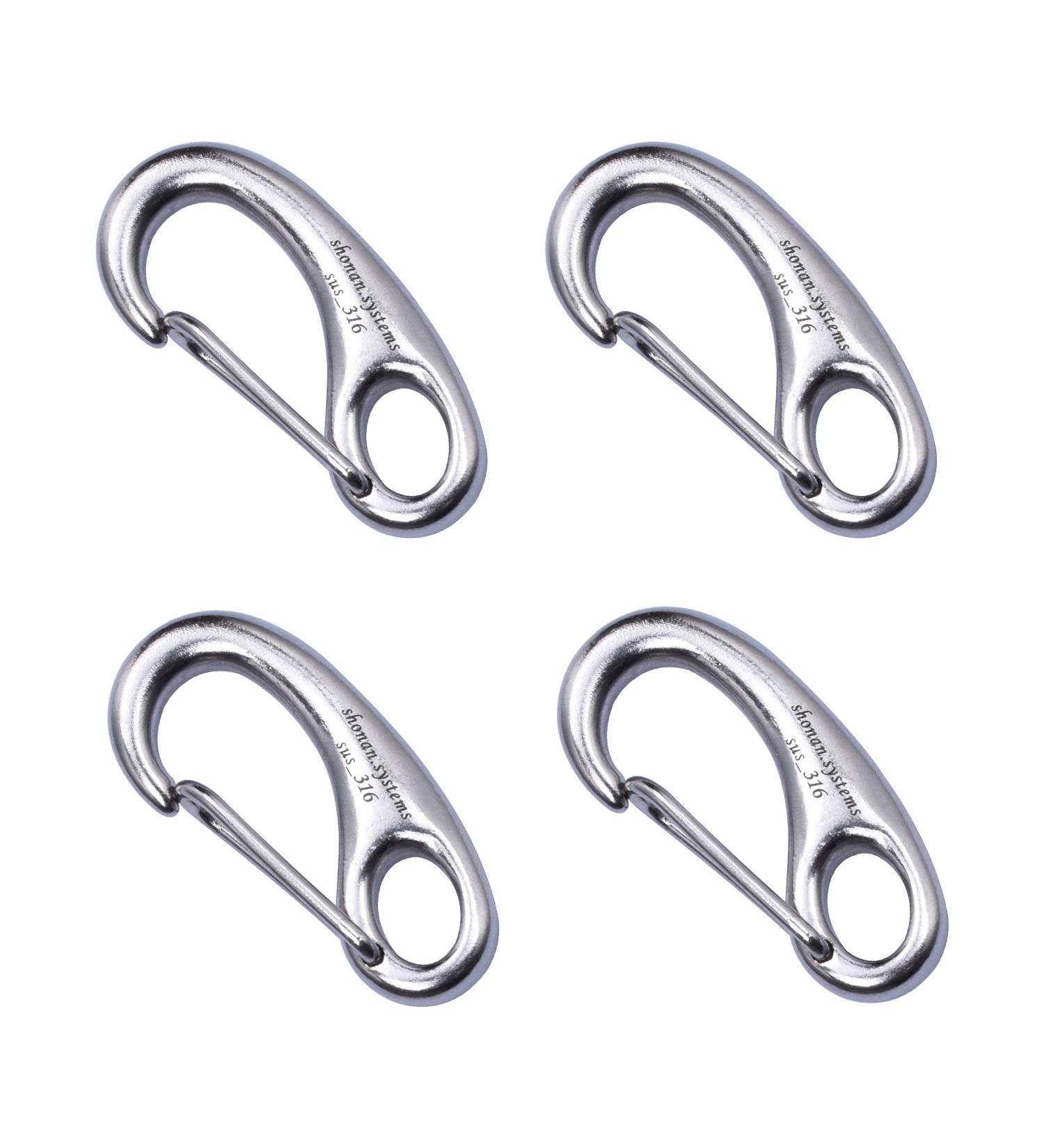 SHONAN 2 Carabiner Clips 4 Pack - Stainless Steel 316 Marine Clips for Flag Poles, Boat Fenders, Keychains, Dog Leashes, Camping - 220 Lbs Capacity - Buy Online on SooperMarket.com