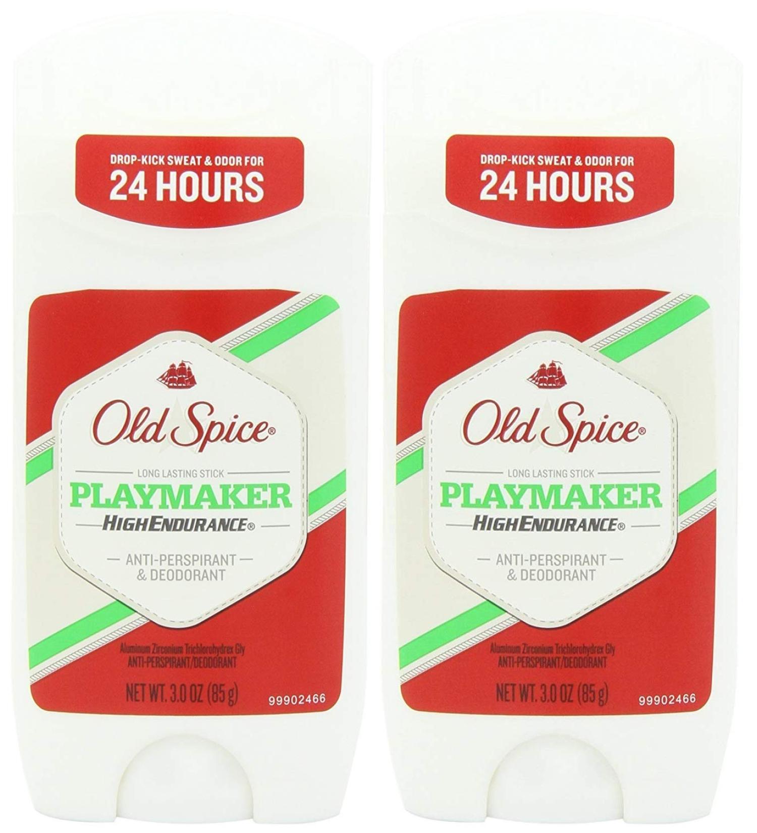 Old Spice High Endurance Invisible Solid Antiperspirant Deodorant Playmaker Scent 3 Ounce (Pack of 2)