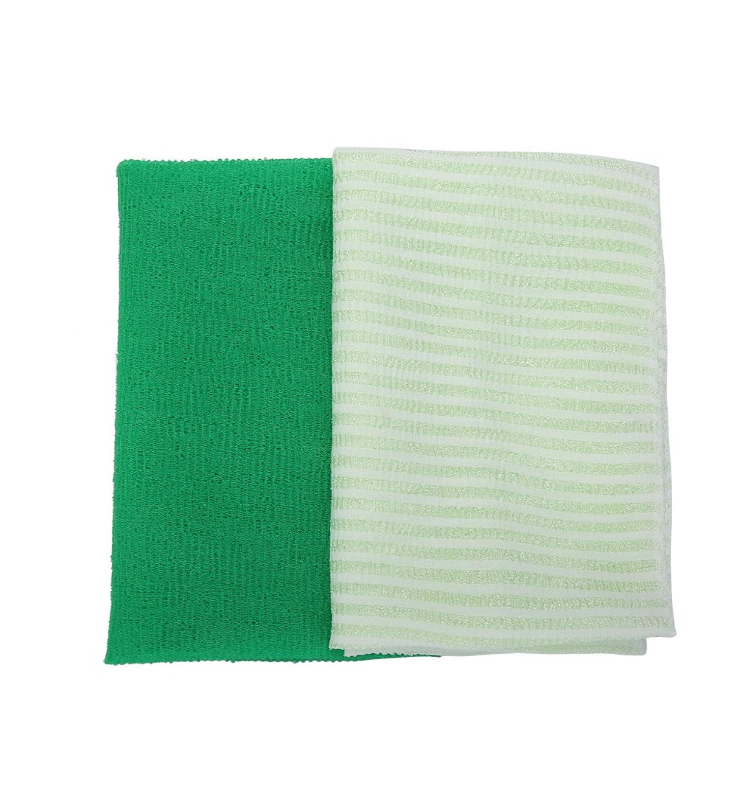 KAKOOI Long Exfoliating Nylon Bath Cloth/Towel - 35 inches (2PCS) Green&Stripes - Magic Shower Washcloth for Body - Buy Online on SooperMarket.com