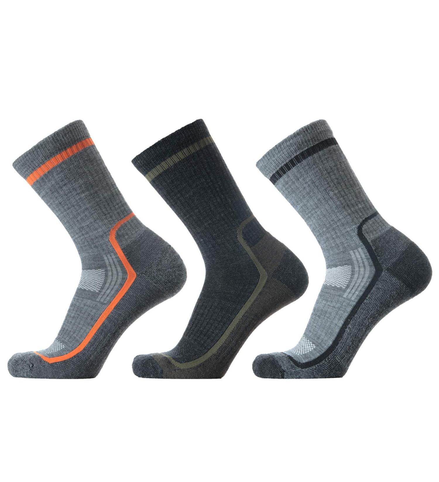 SOLAX Men's Merino Wool Hiking Socks - 3 Pack | 72% Wool, Cushioned & Breathable Crew Socks for Outdoor Trail Trekking - Size Large - Buy Online on SooperMarket.com