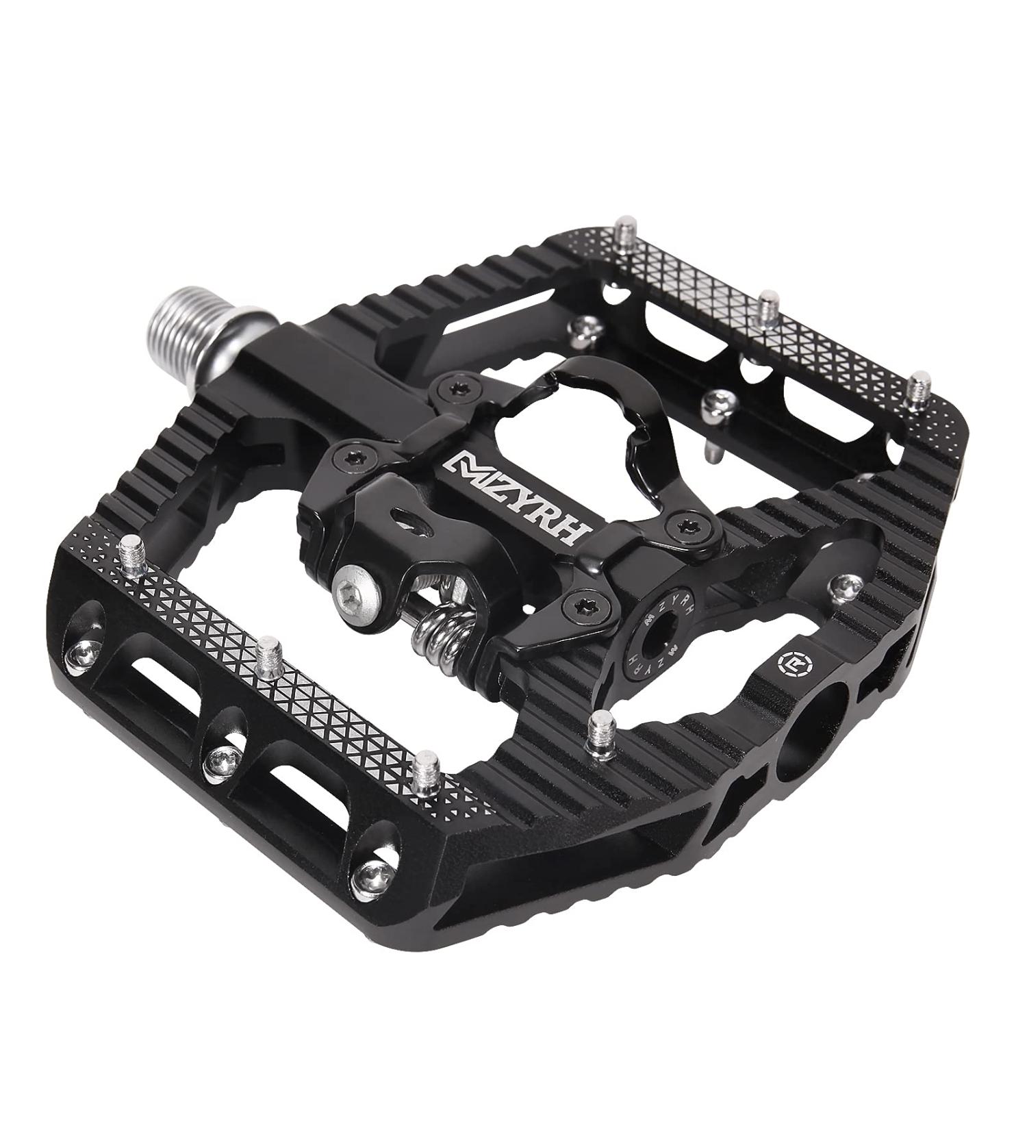 Black MZYRH MTB Mountain Bike Pedals with Cleats - Dual Function SPD Compatible, Sealed Clipless Aluminum, 3 Bearings - 9/16 Platform - Buy Online on SooperMarket.com
