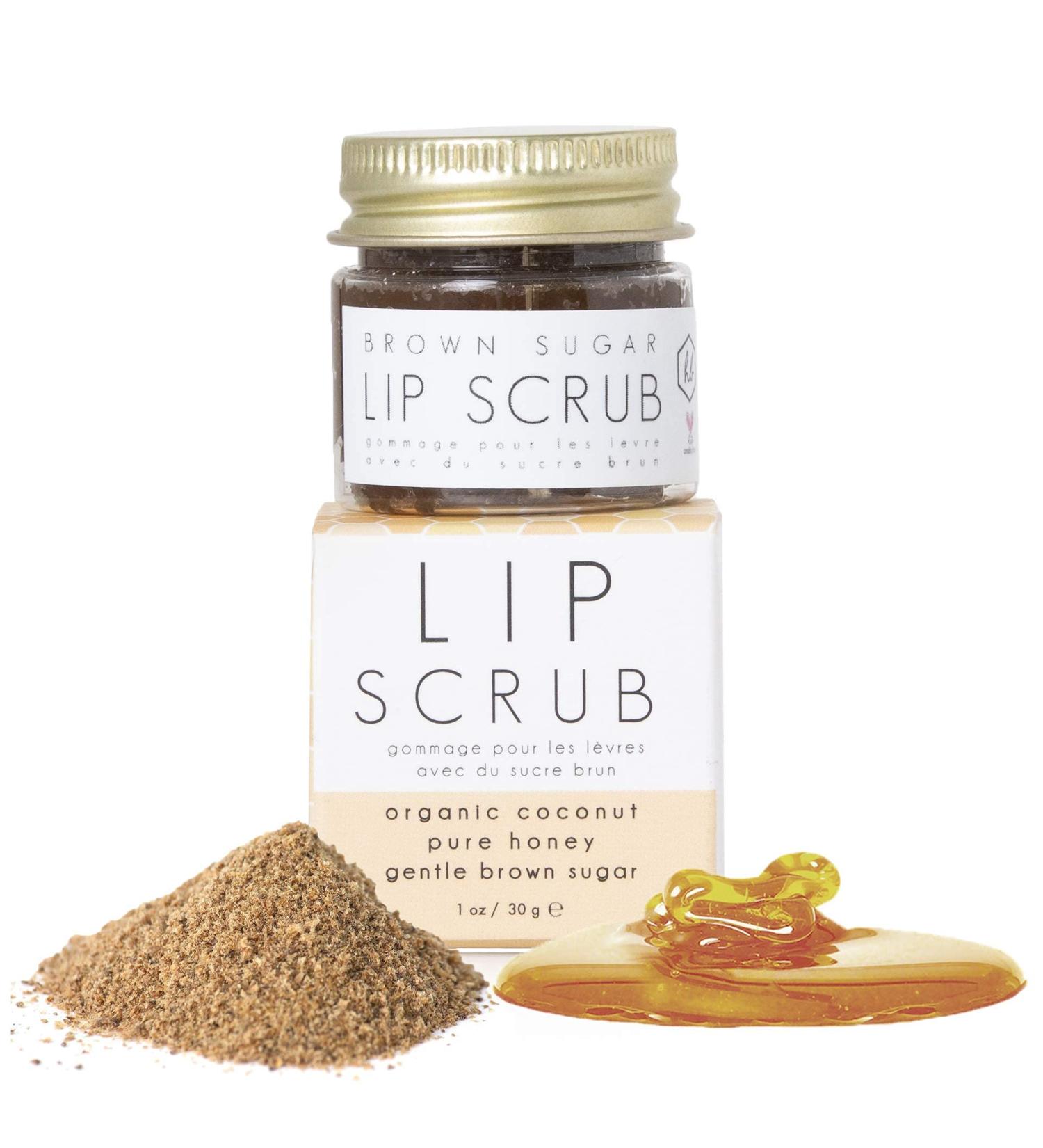 Natural Lip Exfoliator Scrub | Organic Coconut Oil Brown Sugar & Honey for Soft Moisturized Lips | Gentle Repair for Chapped Skin - Buy Online on SooperMarket.com