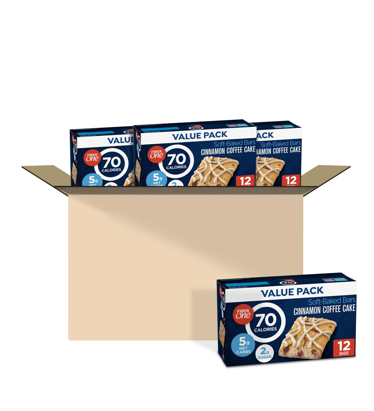 Fiber One 70 Cal Soft-Baked Cinnamon Coffee Cake 12 ct - Pack of 4 (48 ct total) - Buy Online on SooperMarket.com