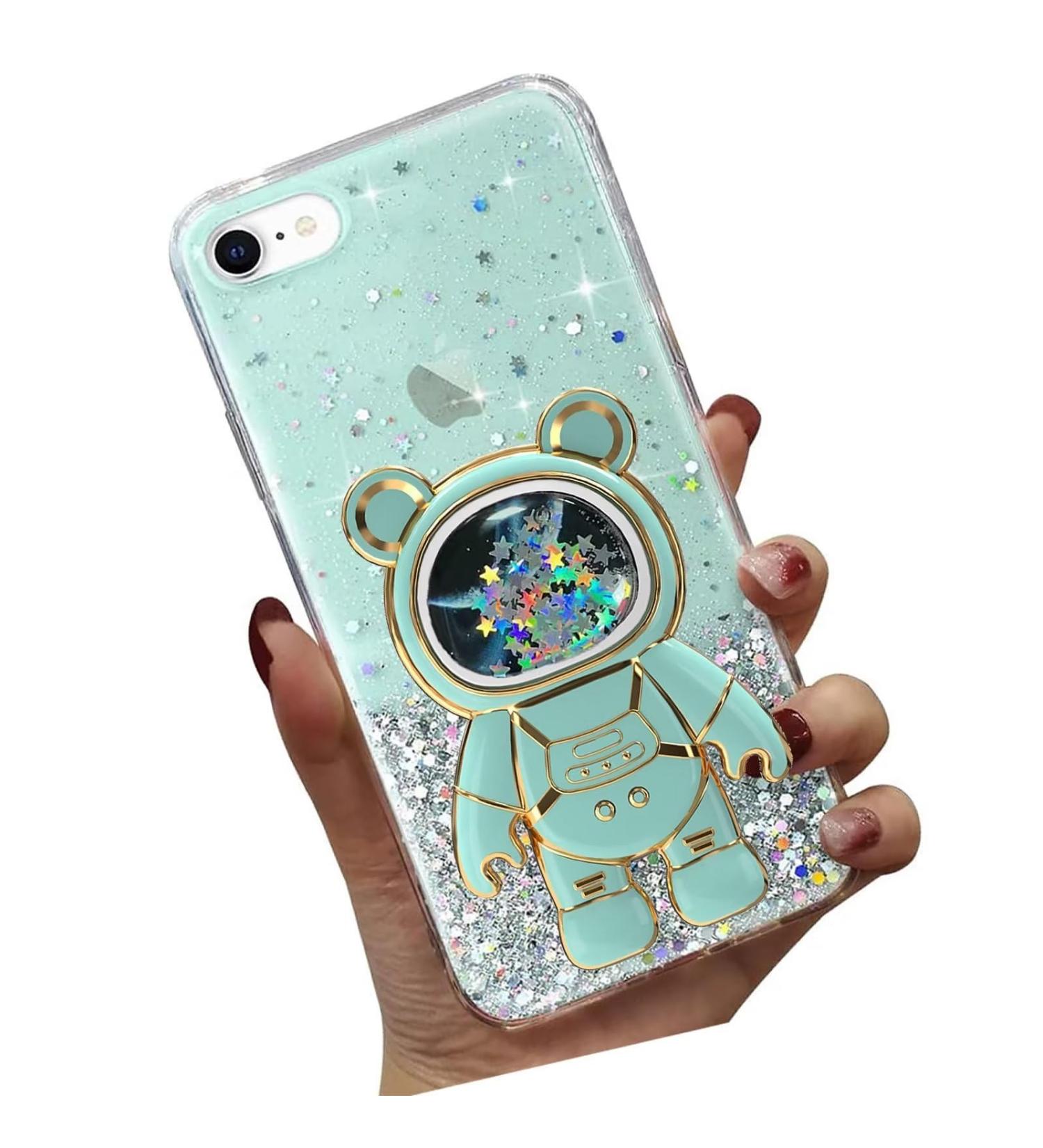 Tivenfezk iPhone 6 Plus/6s Plus Glitter Astronaut Stand Case - Soft Silicone Transparent Protective Cover Bling Shell - Buy Online on SooperMarket.com