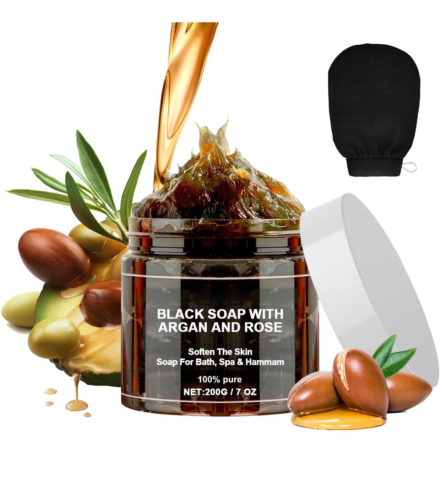 Buy Morocco Black Soap with Argan & Rose | Zawina Beldi Body Scrub | Natural Exfoliating Moroccan Black Soap - Buy Online on SooperMarket.com