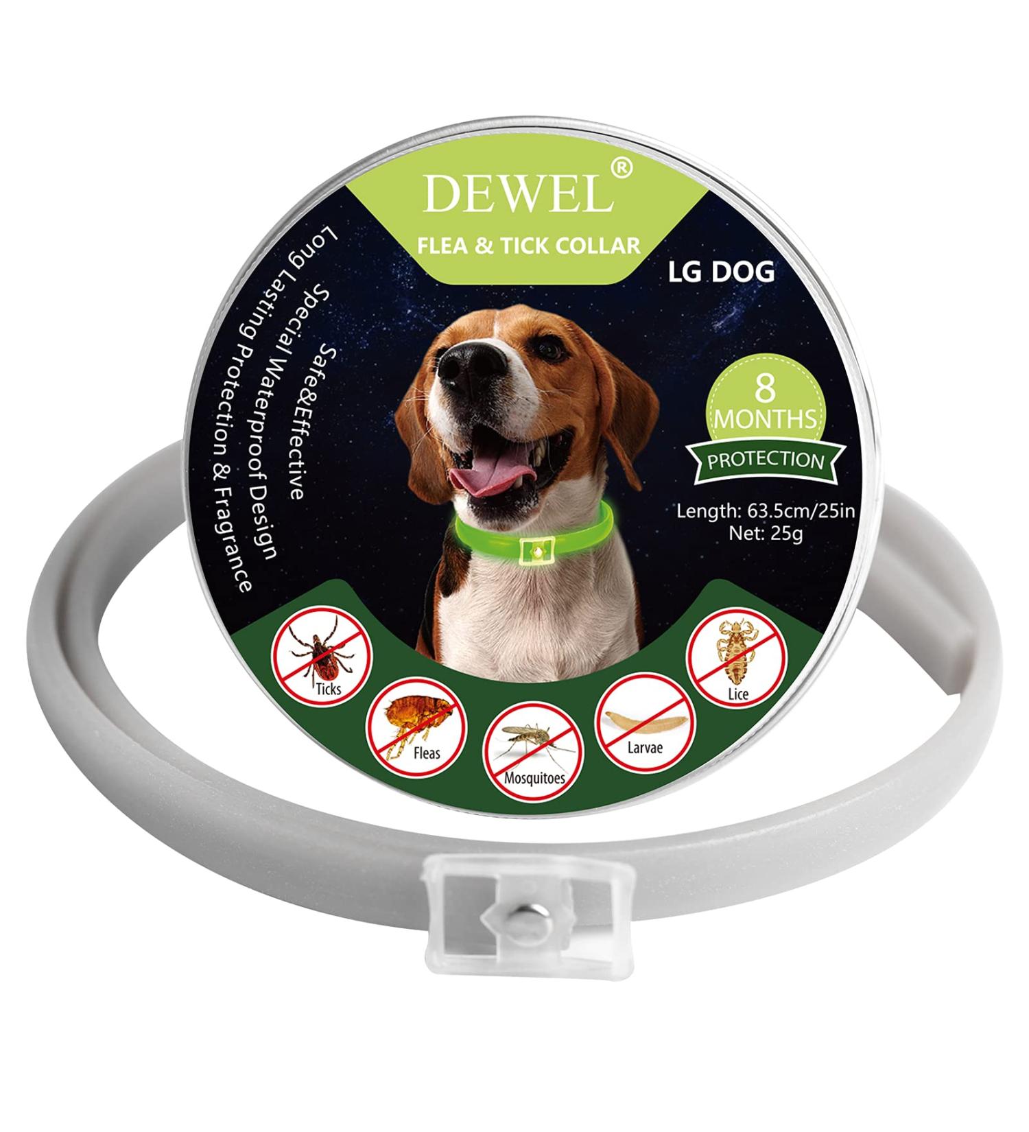 Dewel Shining Tick Collar for Dogs - Adjustable Waterproof Flea & Tick Prevention XL 63.5cm - Lightweight & Effective Vermin Control - Buy Online on SooperMarket.com