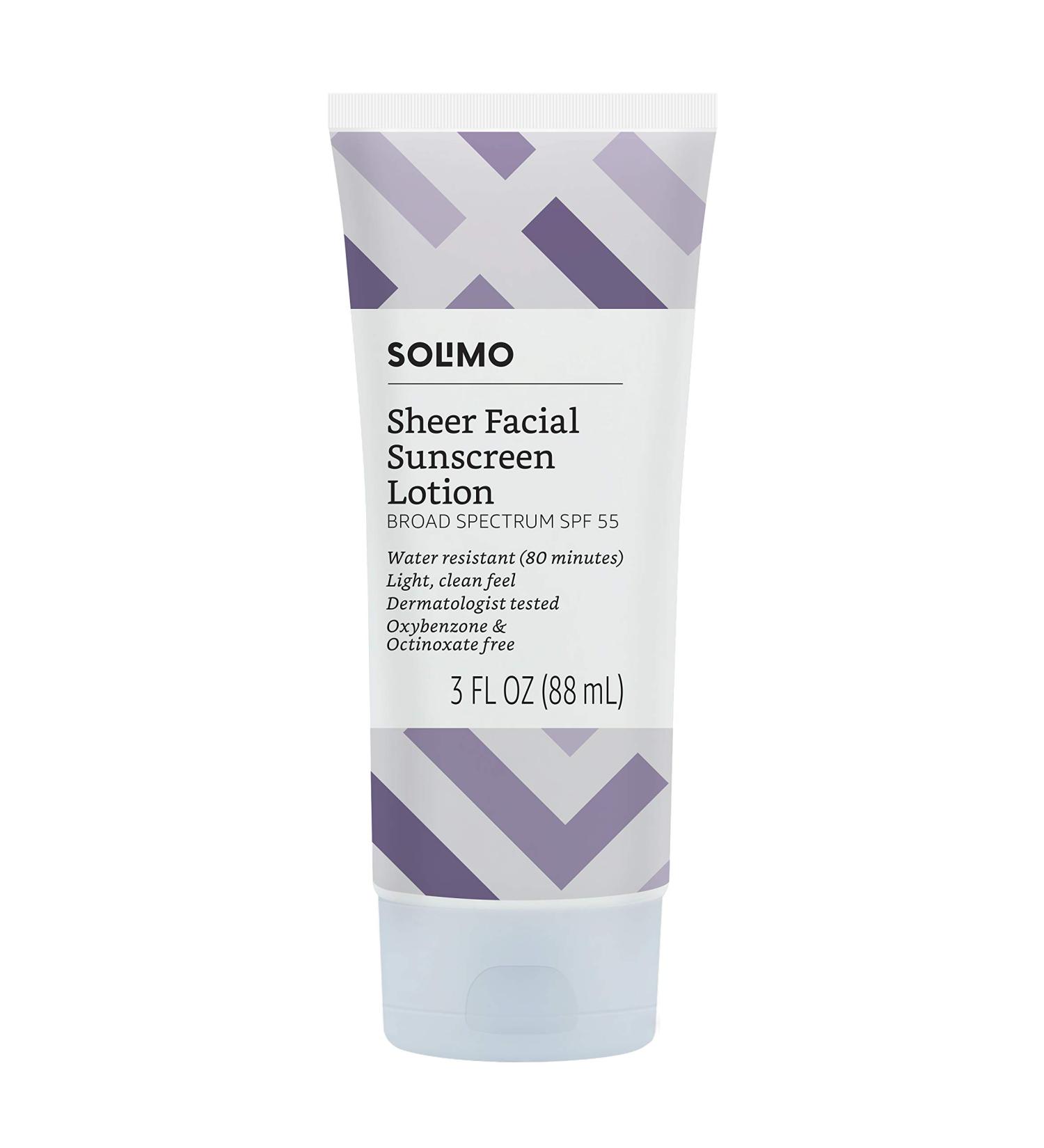 Solimo Sheer Face Sunscreen SPF 55 - Reef Friendly (Octinoxate & Oxybenzone Free) 3.0 Fluid Ounce - Buy Online on SooperMarket.com