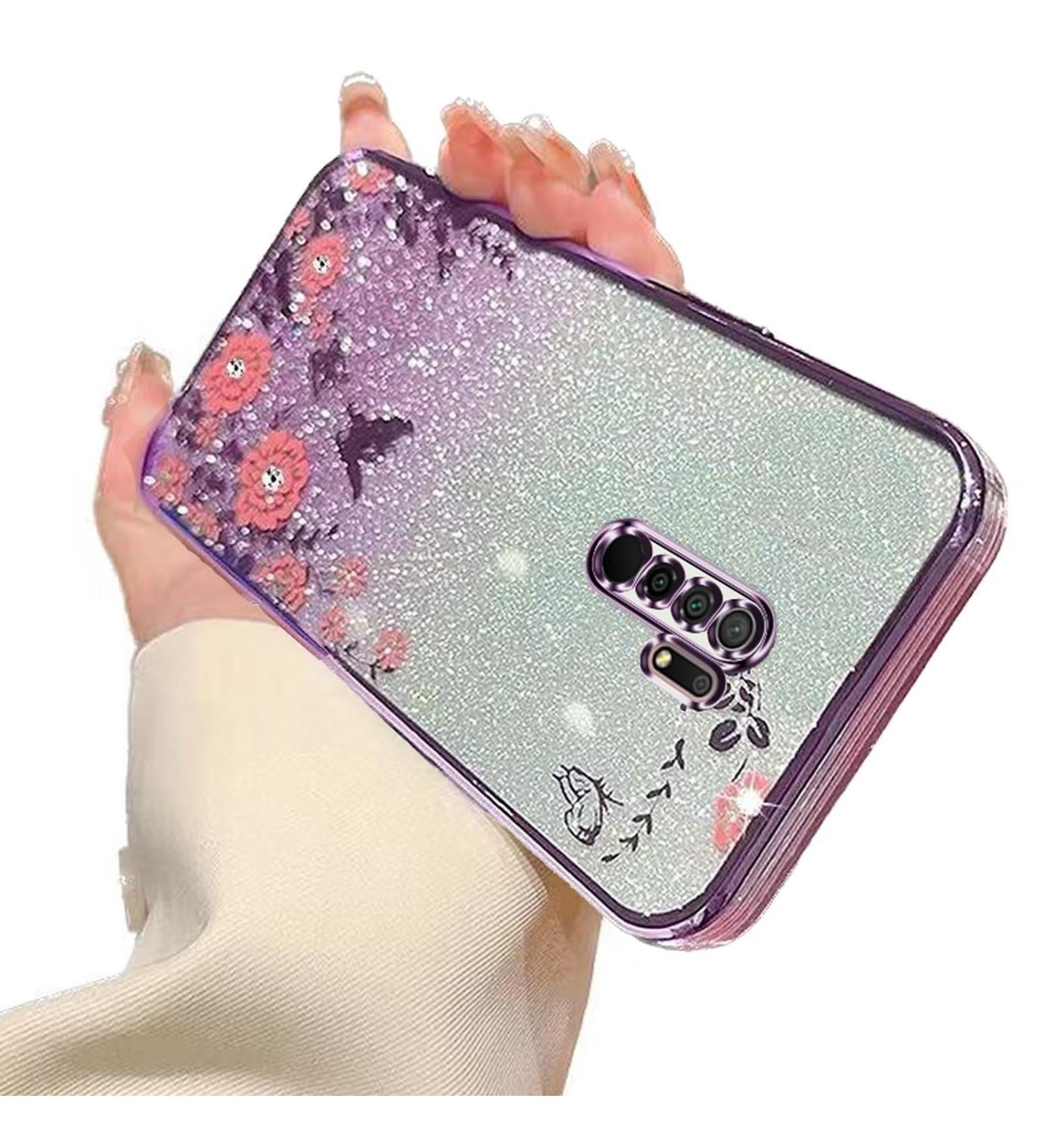 Buy Tivenfezk Glitter Diamond Case for Xiaomi Redmi 9 - Sparkle Flower Butterfly Soft Silicone Cover Protective Rhinestone Etui in Purple - Buy Online on SooperMarket.com