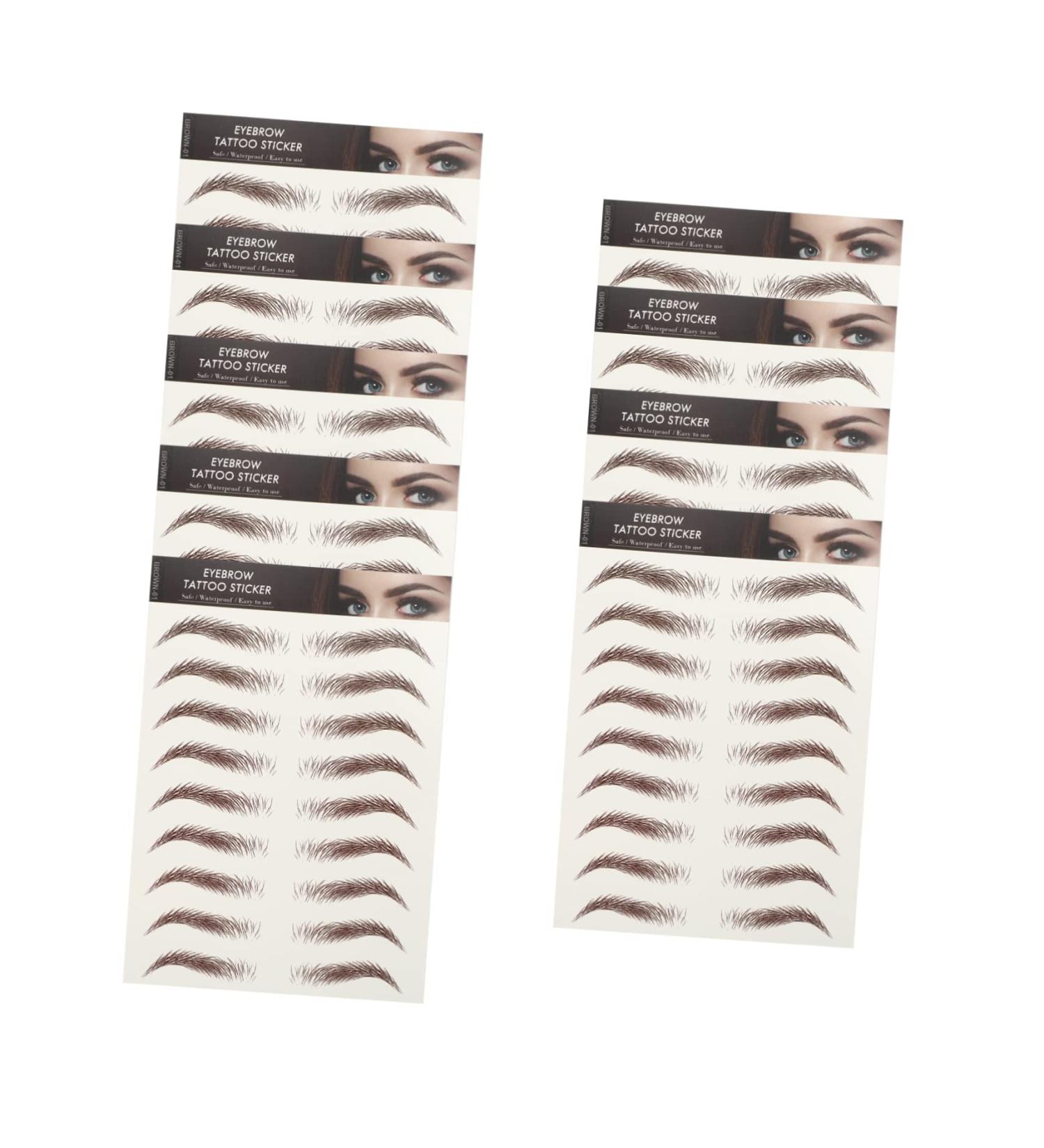 Baluue 9 Sheets Realistic Fake Eyebrows Eyebrow Stickers Waterproof Hairlike Eyebrows Brown - Buy Online on SooperMarket.com