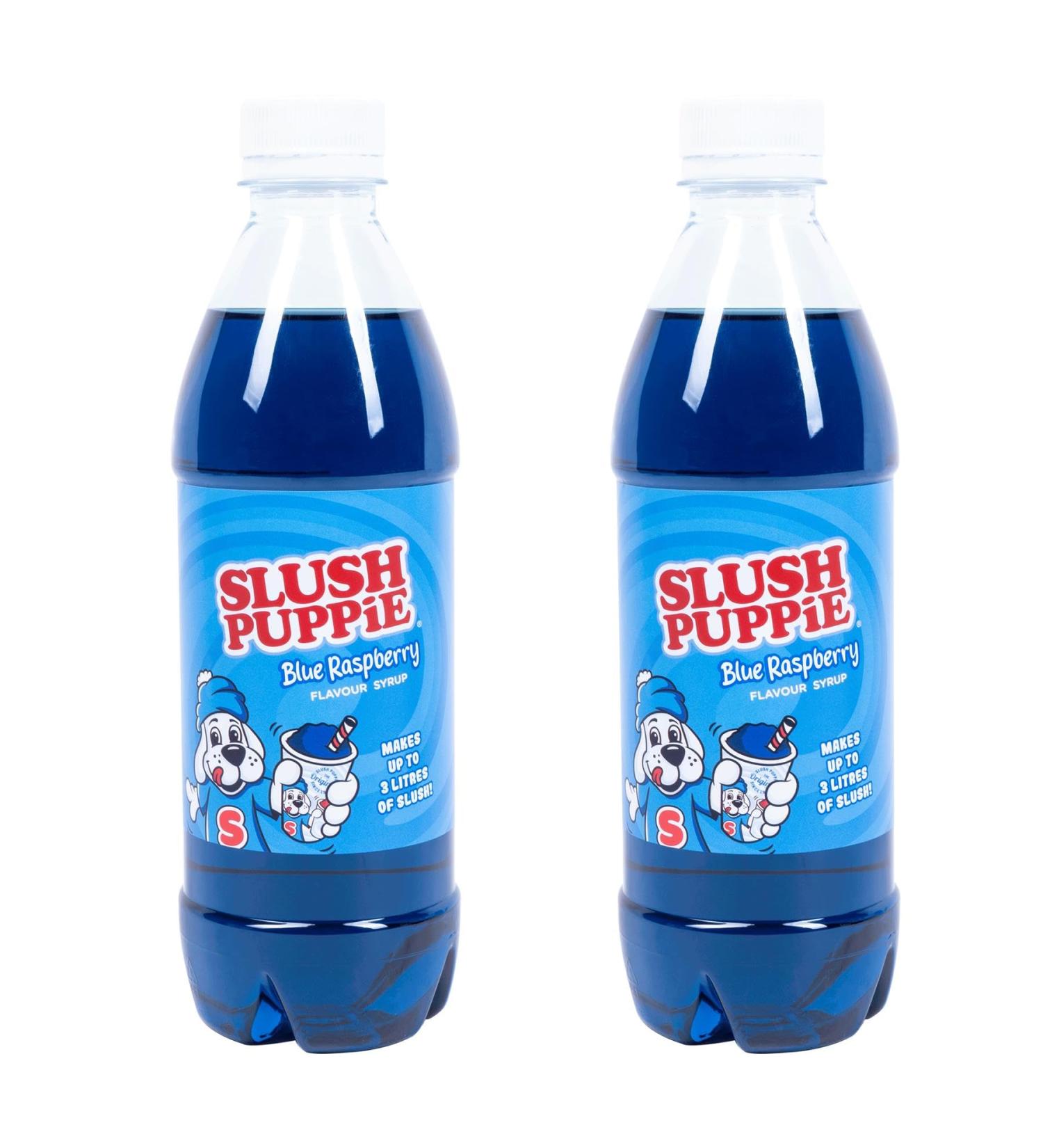 SLUSH PUPPiE Blue Raspberry Syrup - 2 x 500ml Bottles. For use with Domestic SLUSH PUPPiE Machines. Genuine Slush Puppy Syrup from Fizz Creations.