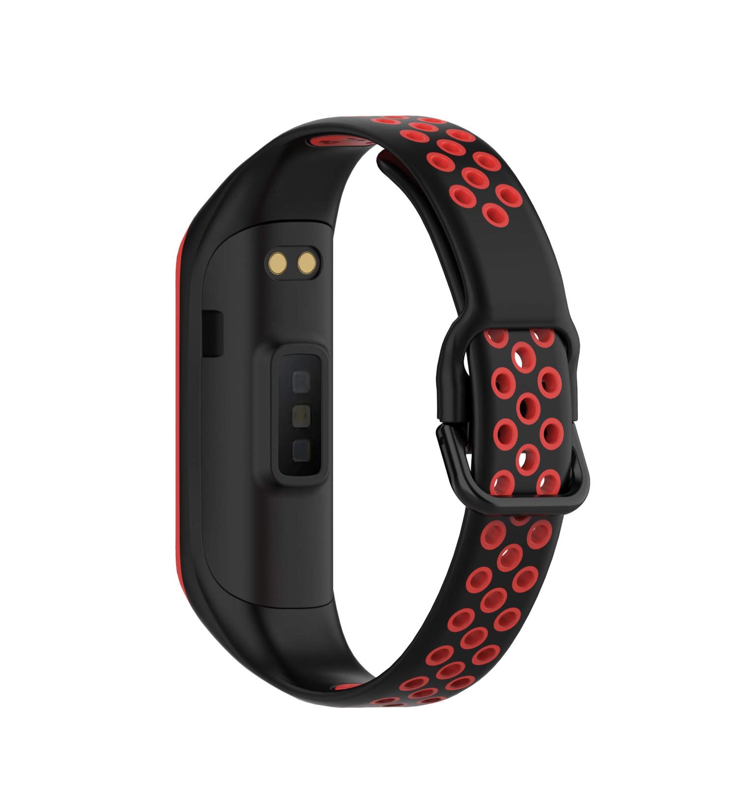 Two-Toned Silicone Wristband for Samsung Galaxy Fit 2 | Red Breathable Bracelet Strap for SM-R220 Fitness Smartwatch - Buy Online on SooperMarket.com