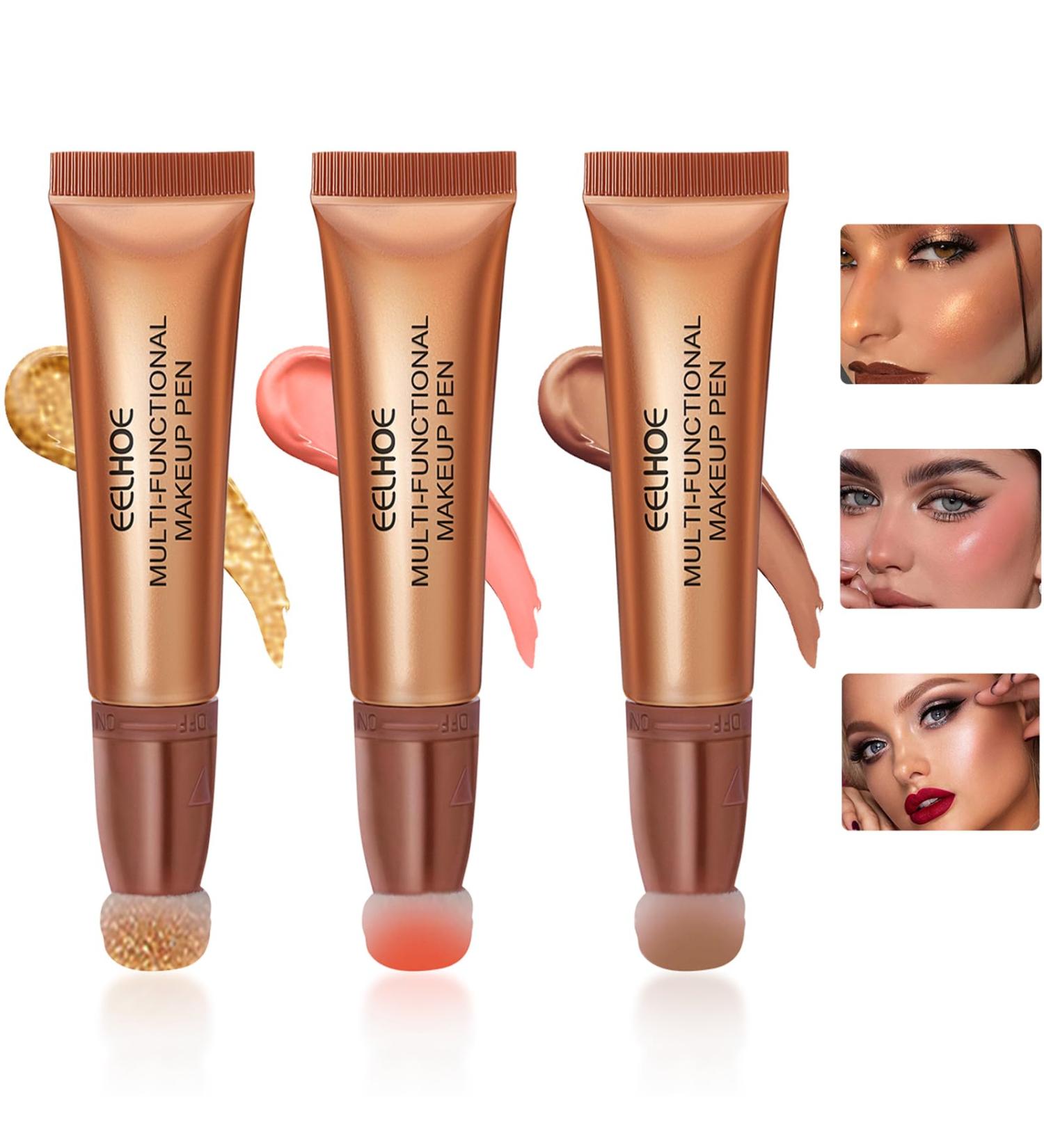 3pcs Liquid Contour Beauty Wand Set - Highlighter & Blush Stick with Cushion Applicator - Buy Online on SooperMarket.com