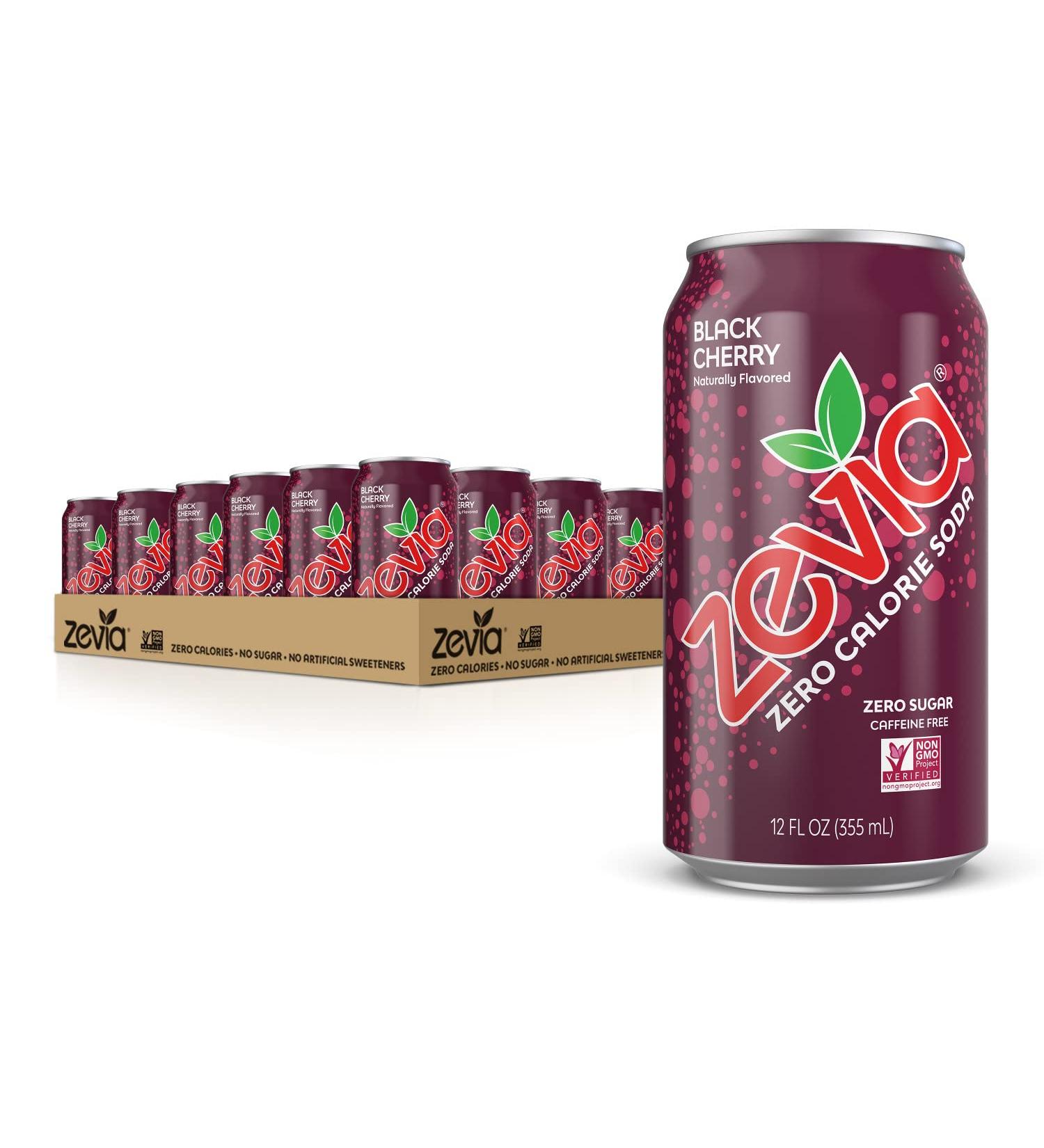 Zevia Zero Calorie Soda Black Cherry 12oz Cans - Pack of 24 | Black Cherry 12 Fl Oz - Buy Online on SooperMarket.com