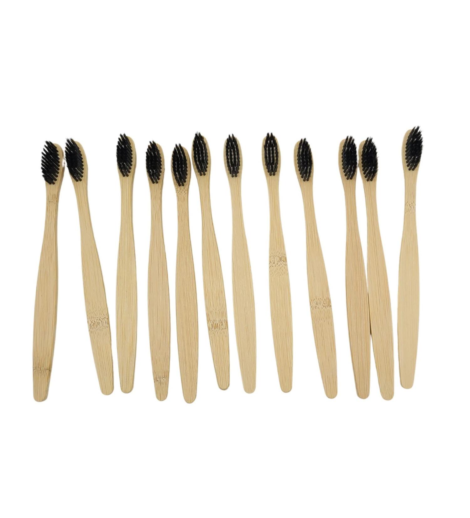Shop Eco-Friendly Bamboo Toothbrushes - Pack of 12 Natural Teeth Whitening Brushes with Charcoal Infused Bristles - Buy Online on SooperMarket.com