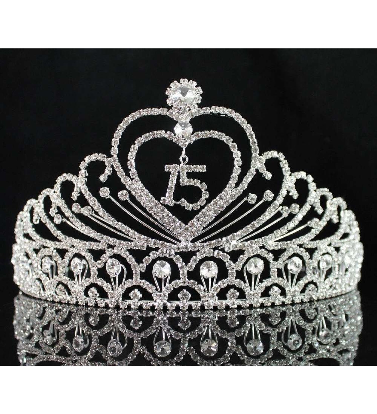 Janefashions Sweet 15 Quinceanera Tiara Crown - Clear White Austrian Rhinestone Princess Headpiece T1756 - Buy Online on SooperMarket.com