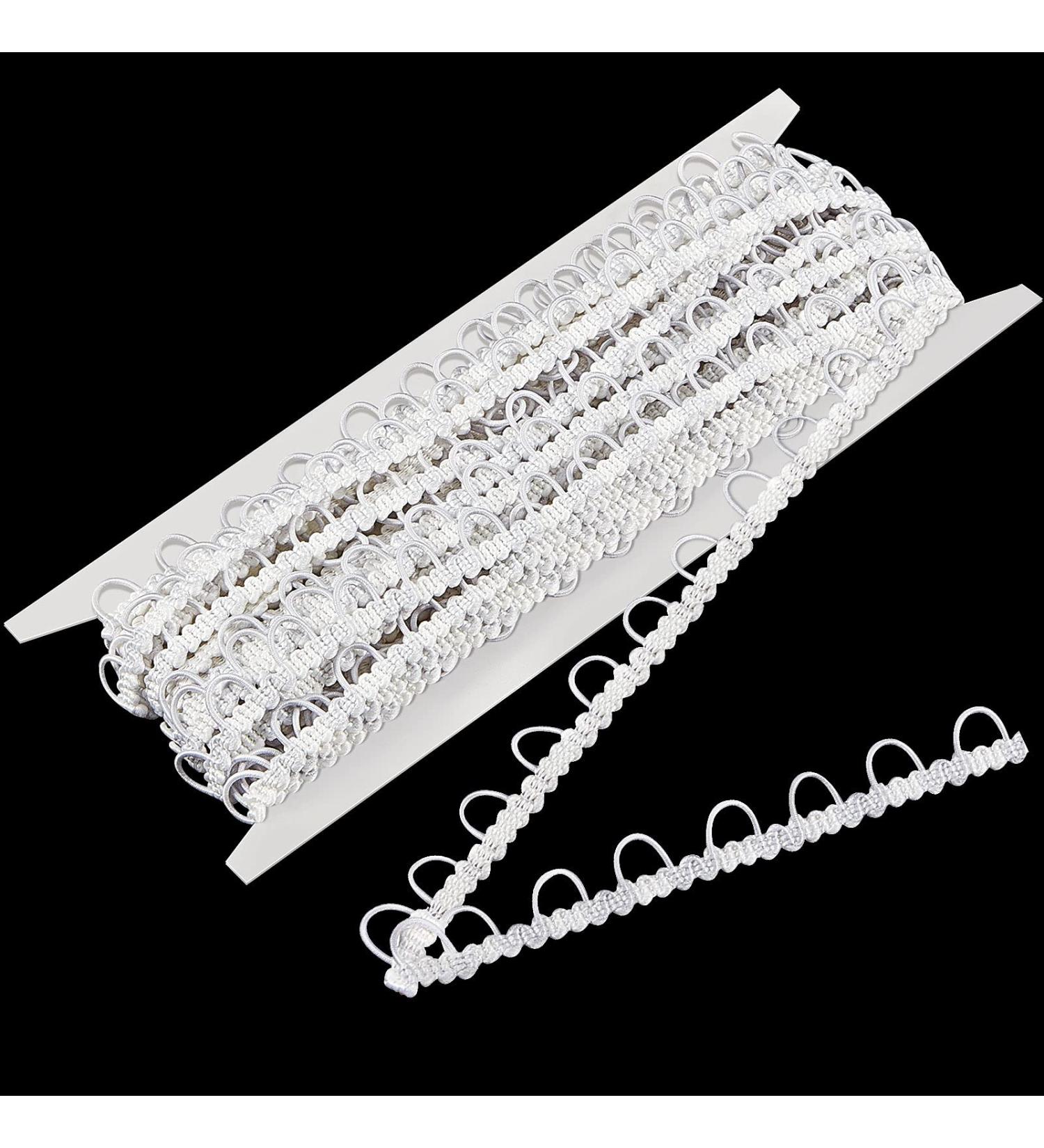 10 Yards White Gimp Braid Trim with Elastic Button Loop - Bridal Dress Zipper Extender & Upholstery Sewing Trim for DIY Crafts - Buy Online on SooperMarket.com