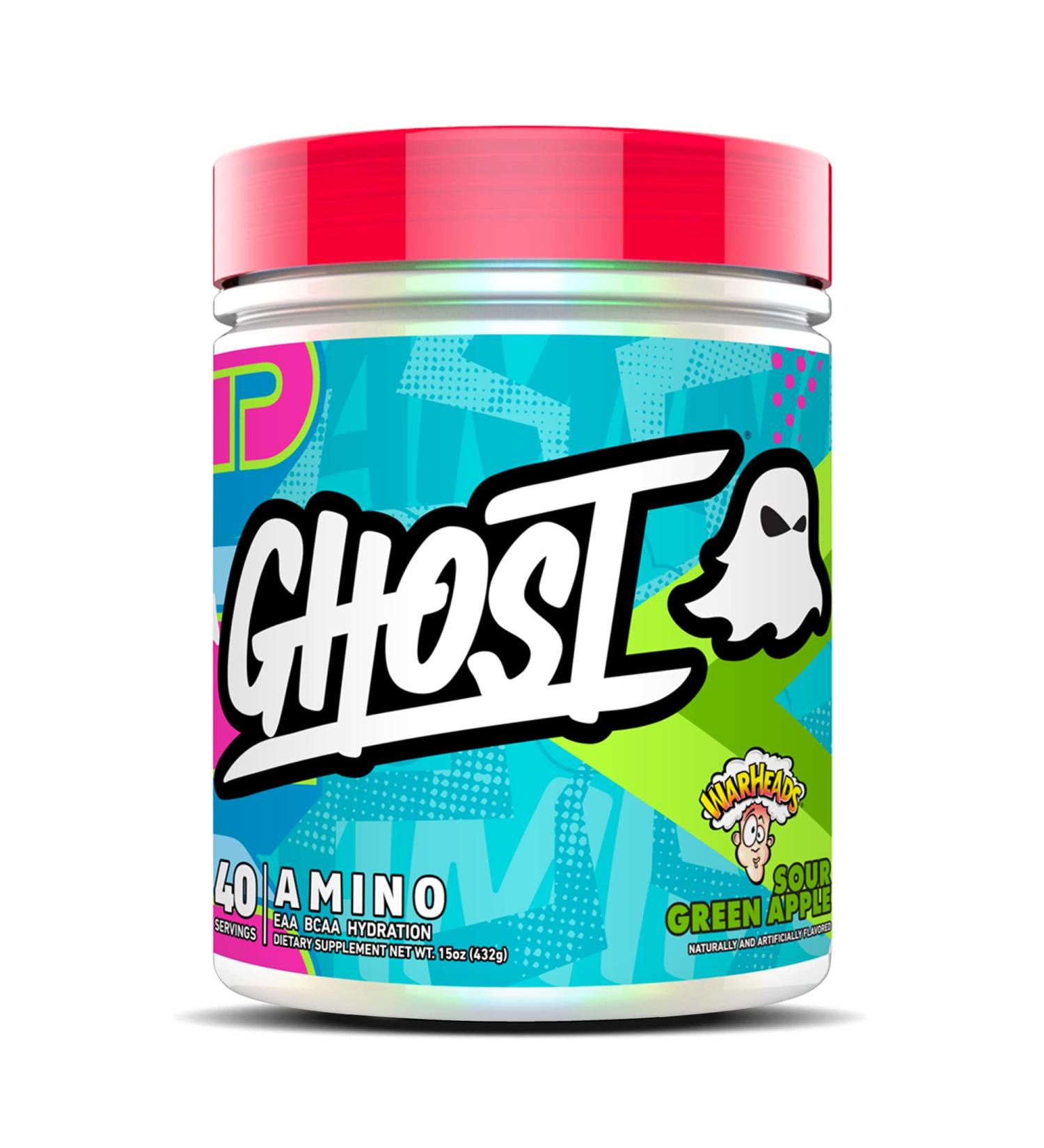 GHOST Amino - Warheads Sour Green Apple 20 Servings - Essential Amino Acid Supplement for Hydration & Recovery - Vegan & Gluten-Free - Buy Online on SooperMarket.com