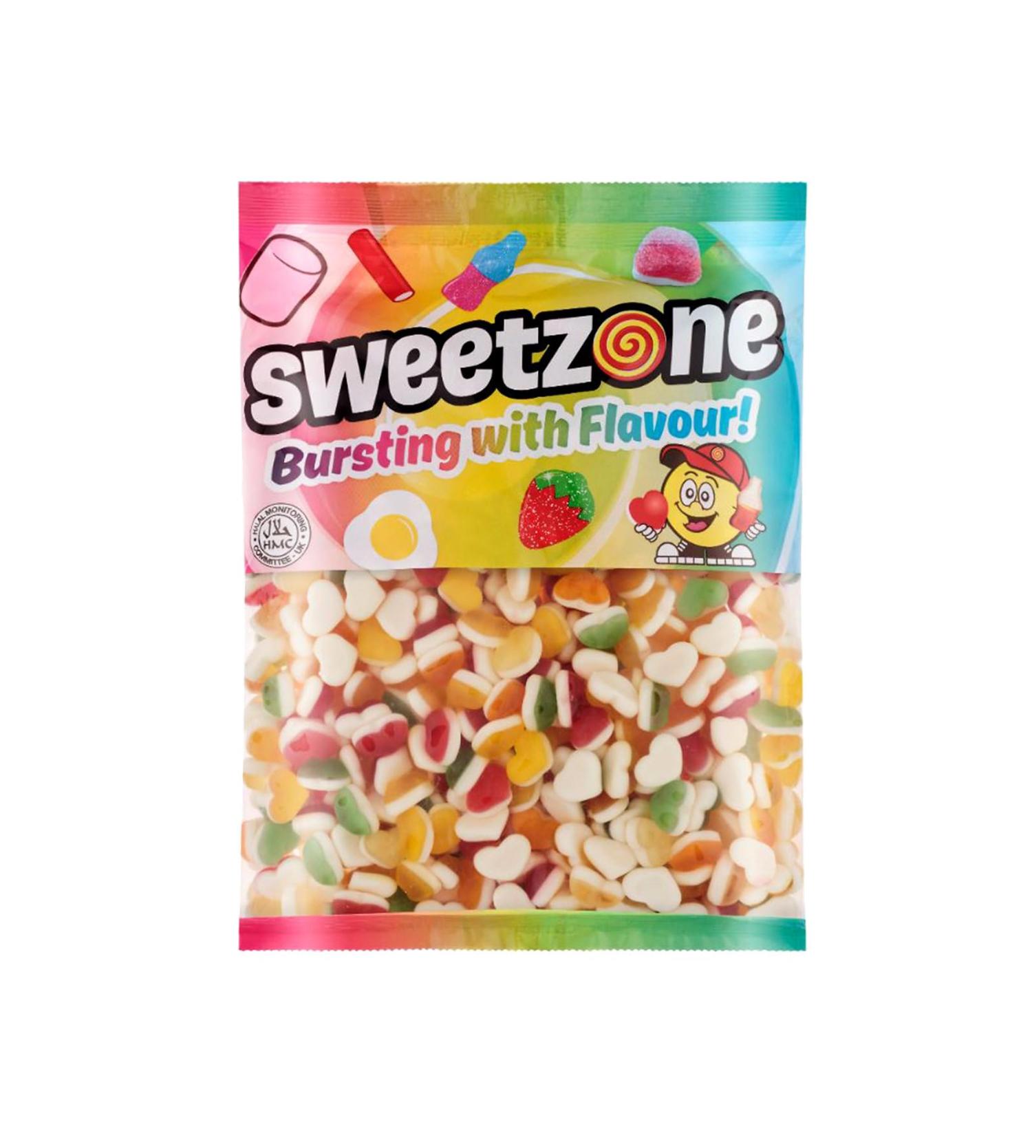 Sweetzone Fruity Love Hearts Sweet Tub Mixed-Fruit Halal Sweets Tub 1kg Heart Sweets for Sweet Enthusiasts and Gummy Sweets Connoisseurs - Buy Online on SooperMarket.com